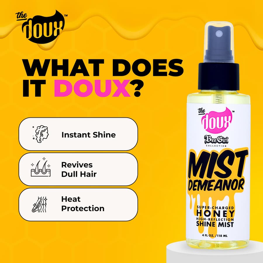 The Doux Mist Demeanor Shine Mist for Curly Hair Heat Protection With Cationic