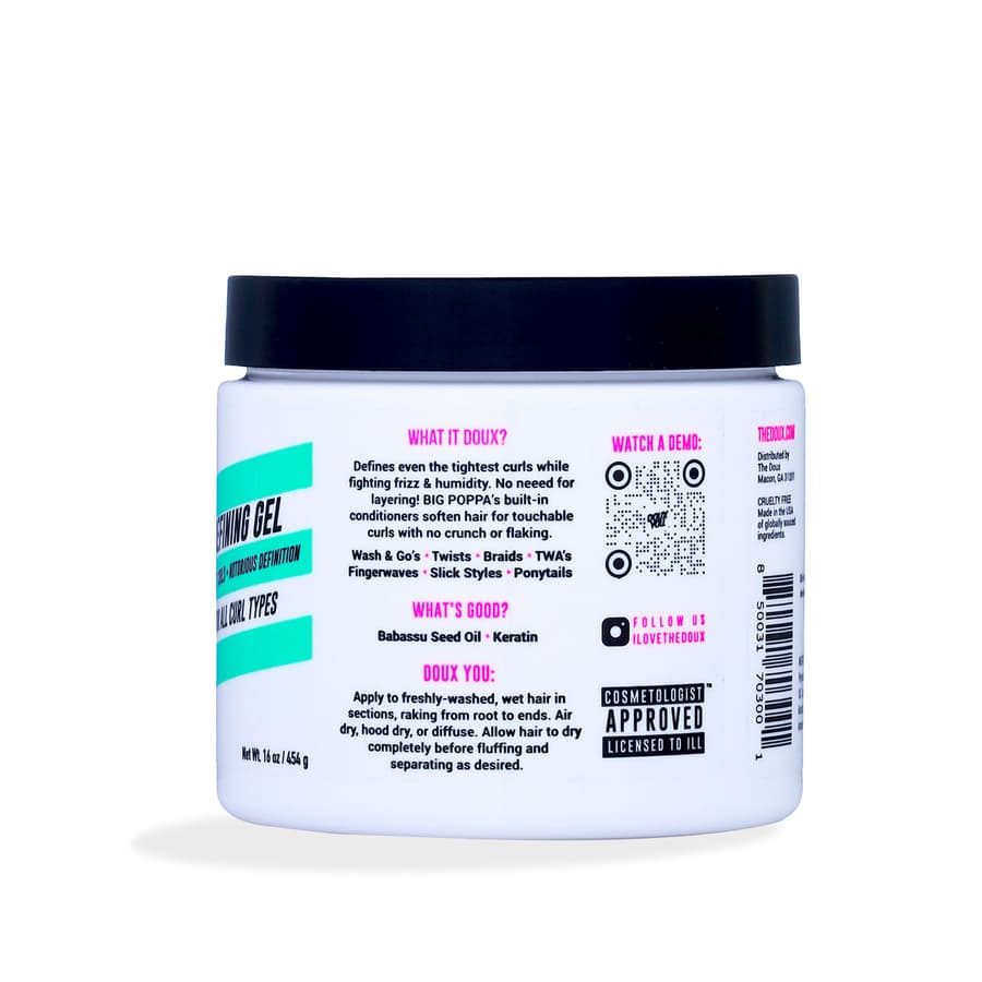 The Doux Big Poppa Curl Defining Gel for Curly Hair Frizz Control Styling Gel