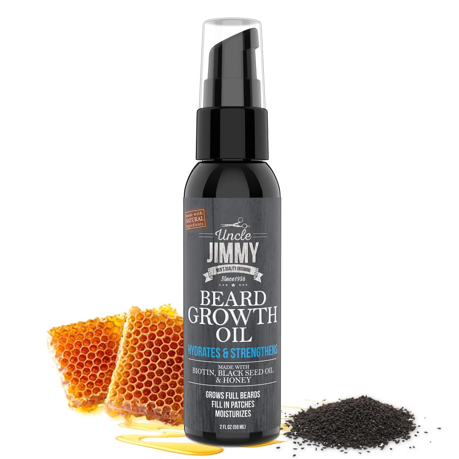 Uncle Jimmy Beard Growth Oil With Biotin | Natural Beard Care for Thicker