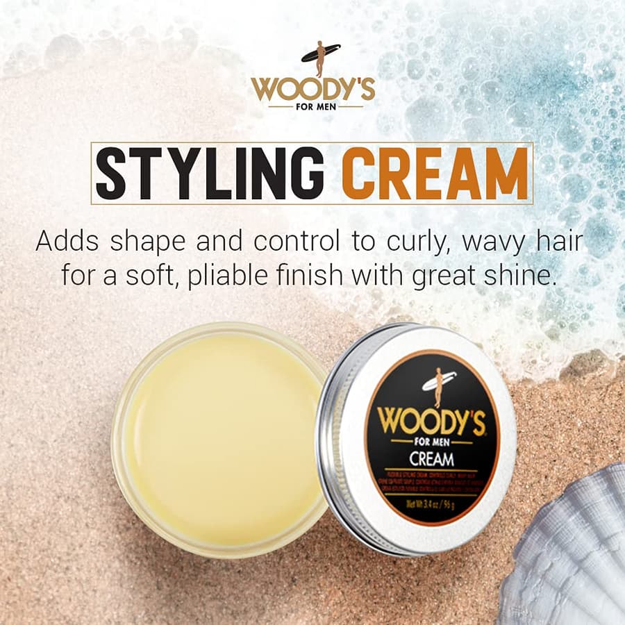 Woody's Styling Cream Controls Curly/wavy Hair Water Soluble Mild Hold Healthy