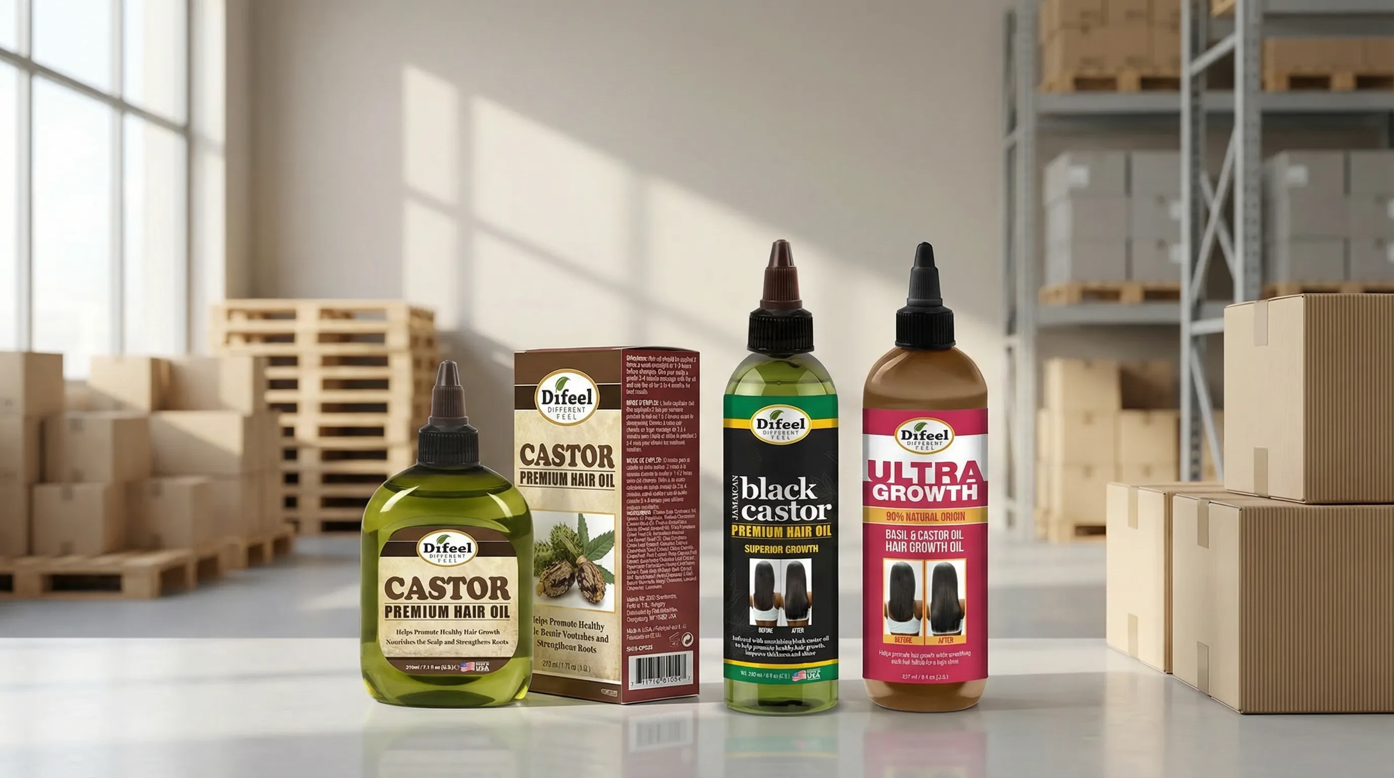 DIFEEL aceite capilar natural premium de ricino | Colección al por mayor