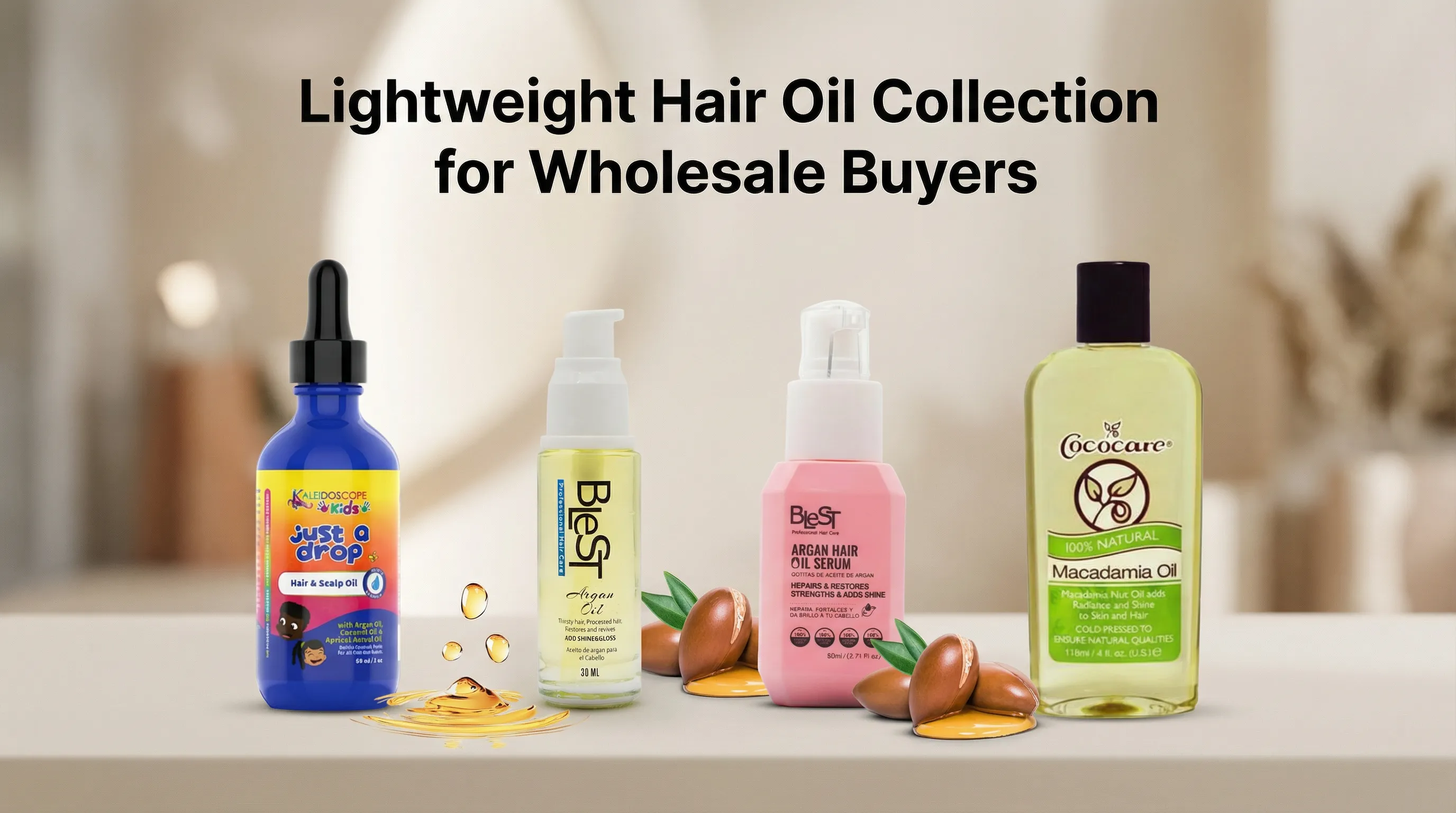 Colección lightweight hair oil para venta mayorista y reabastecimiento