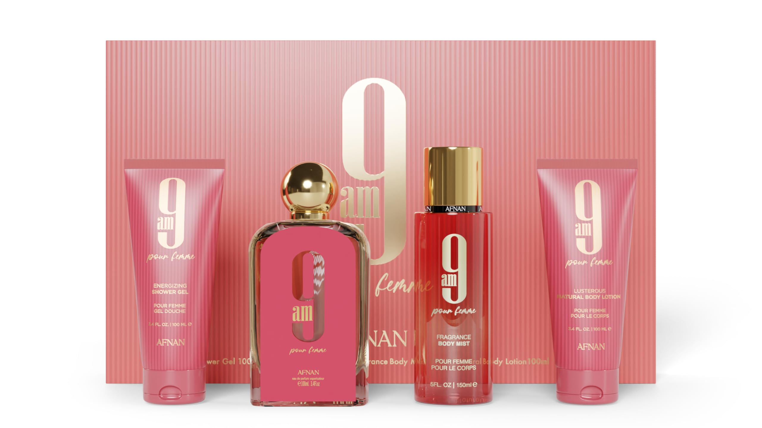 [Set] Afnan 9am 3.4 L + 3.4 S/g + 5.0 B/m + 3.4 B/l United Arab Emir. 12pcs Bybox EDP