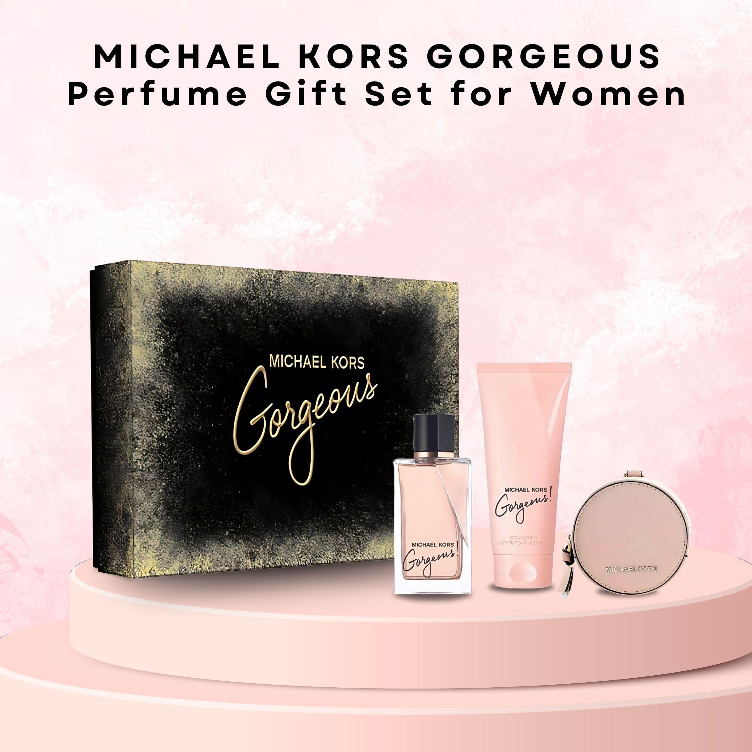 [Set] Michael Kors Gorgeous 3 Pc Body Lotion Round Purse EDP 3.4 oz - Thumbnail 2