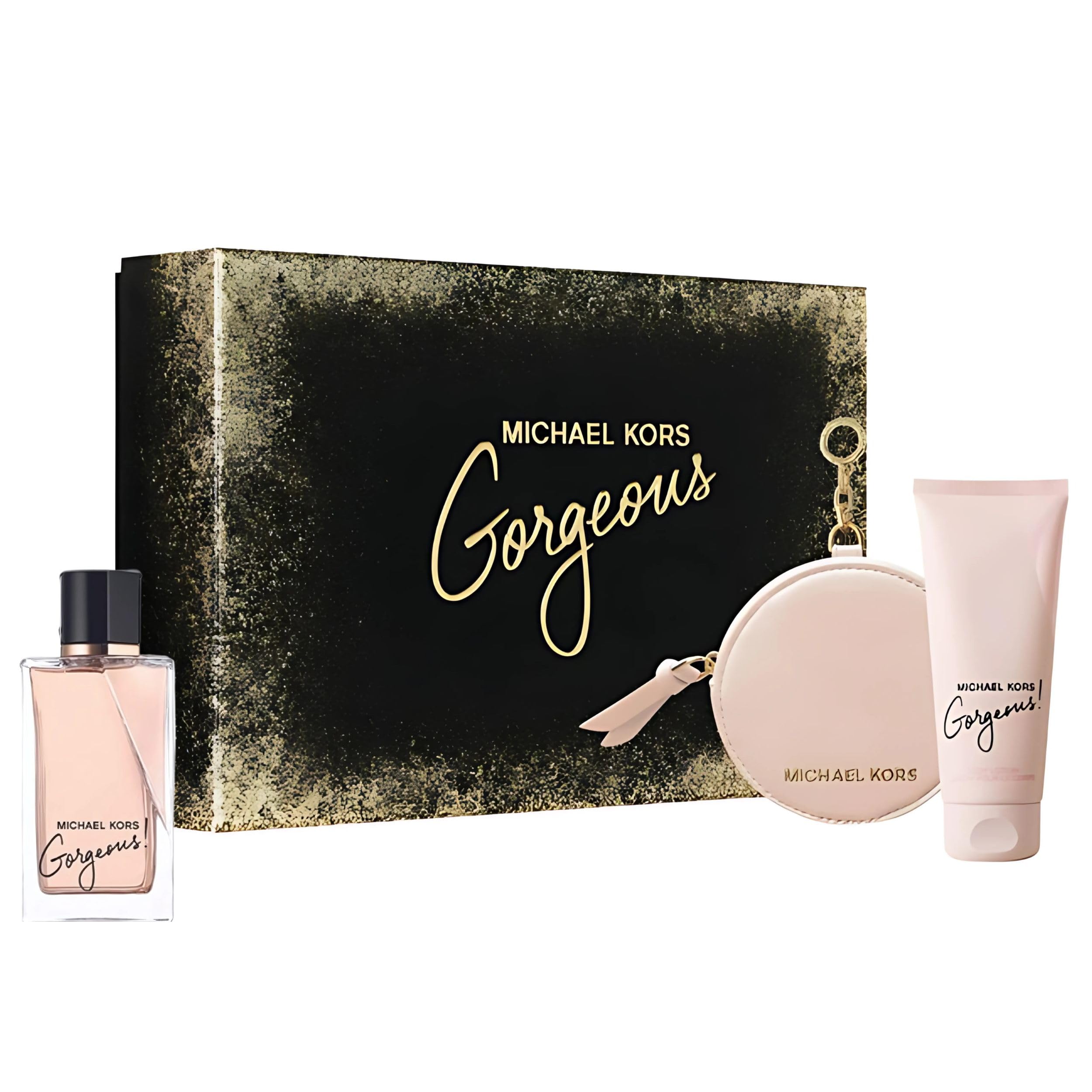 [Set] Michael Kors Gorgeous 3 Pc Body Lotion Round Purse EDP 3.4 oz