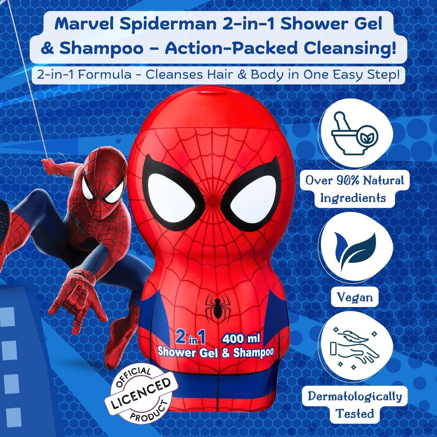 [Shower Gel] Marvel Spiderman 2d 13.5 S/g Shampoo Usa 1pcs Bybox - Thumbnail 2