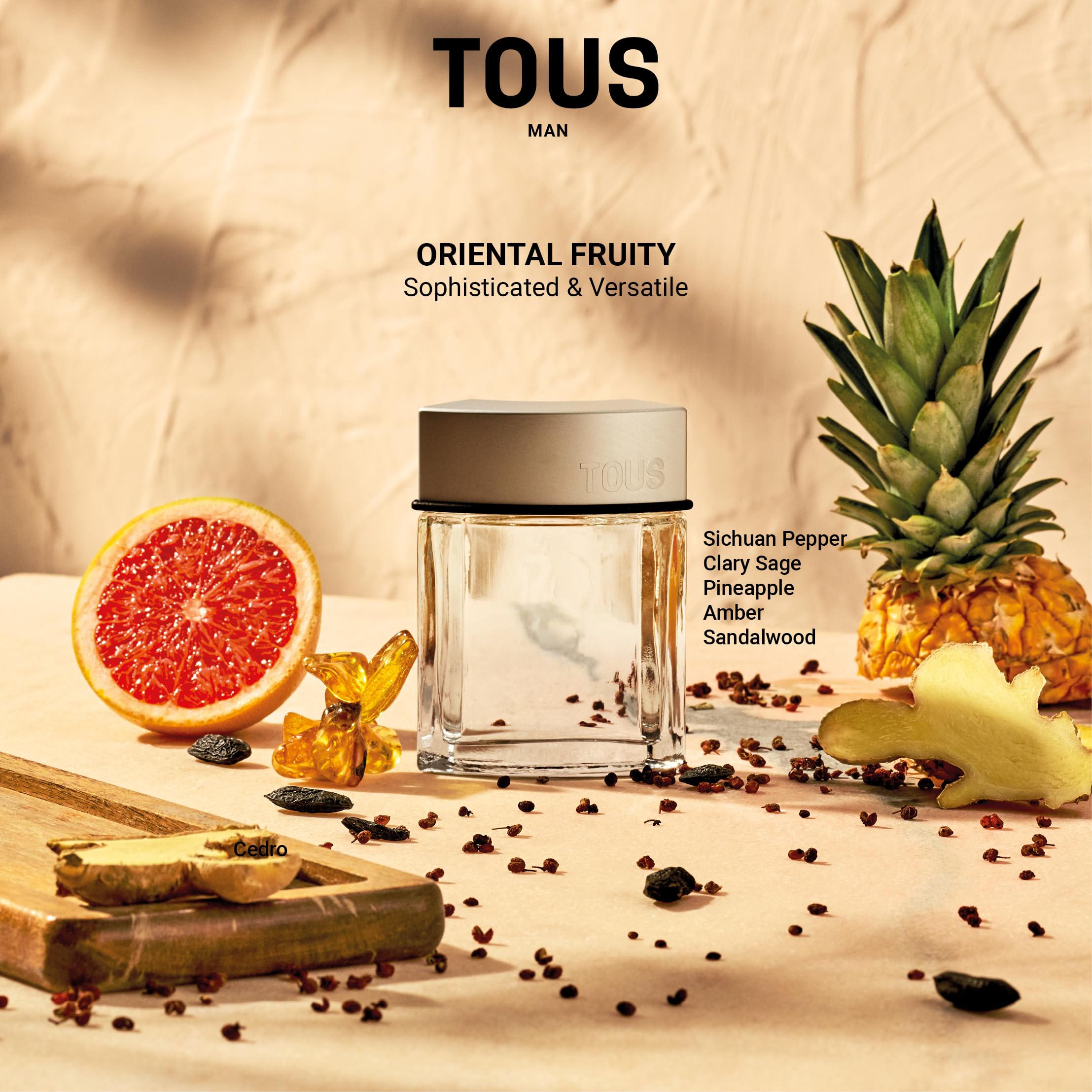 Tous Elegant Fruity Woody for Man With Notes of Sage White Musk Cedarwood and