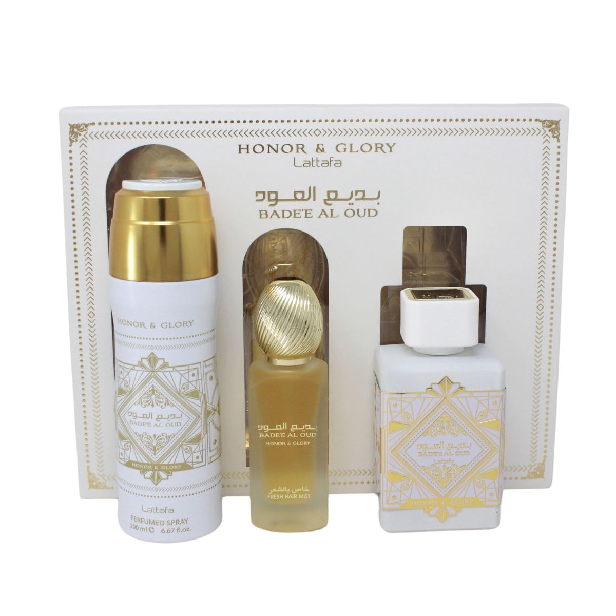 [Set] Lattafa Badee Al Oud Honor Glory 3.4 M+1.7 Hair Mist+6.7 Body/ United Arab - Thumbnail 2