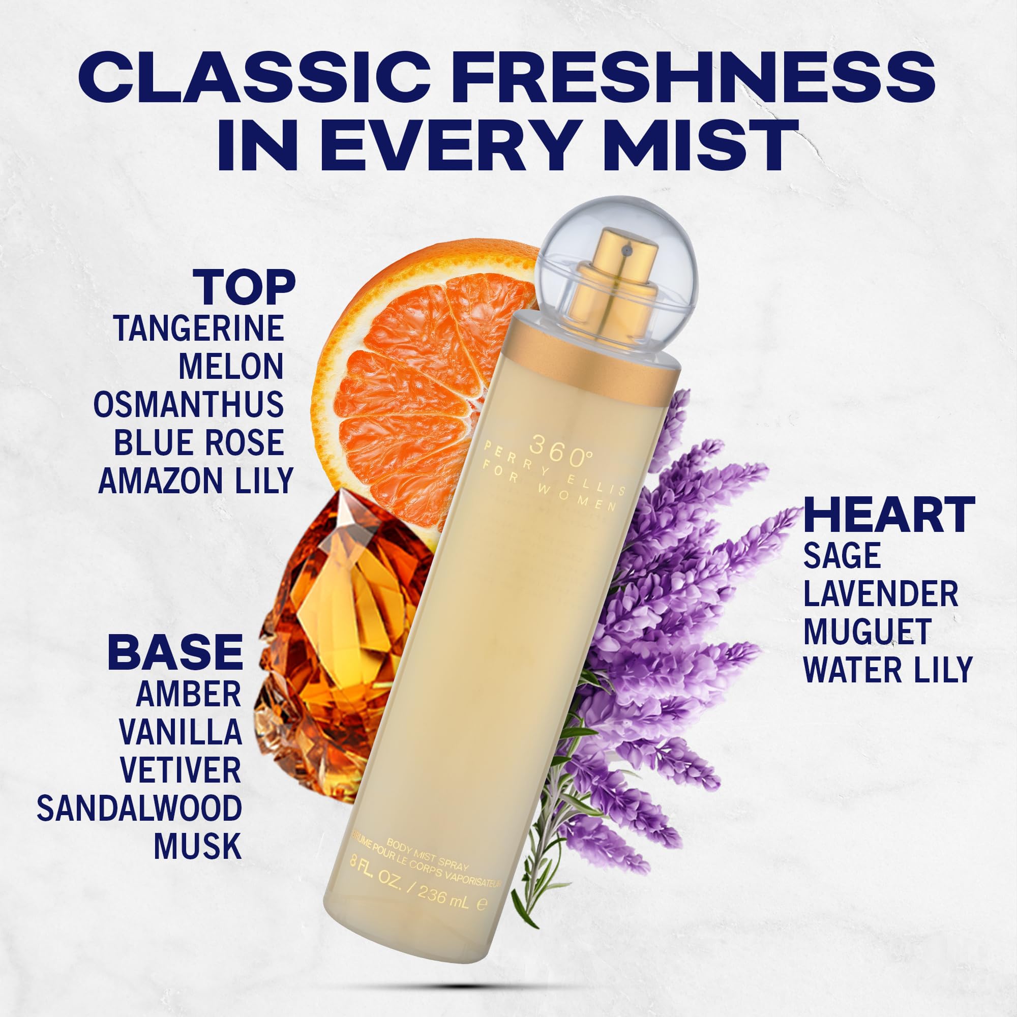 [Body Mist] Perry Ellis 360° Body Fruity Floral Body Mist Perfumes With Fresh Scent 8 Fl Oz - Thumbnail 2