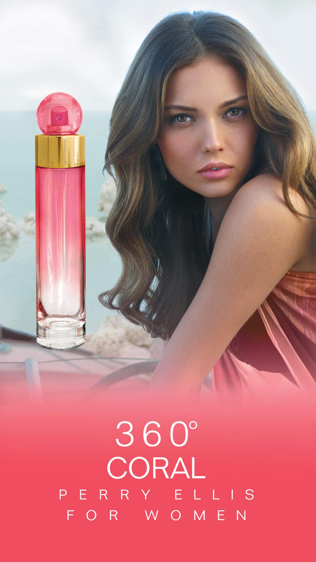 [Body Mist] Perry Ellis 360 Coral 8.0 Fl Oz Body Mist Clean For Women - Thumbnail 2