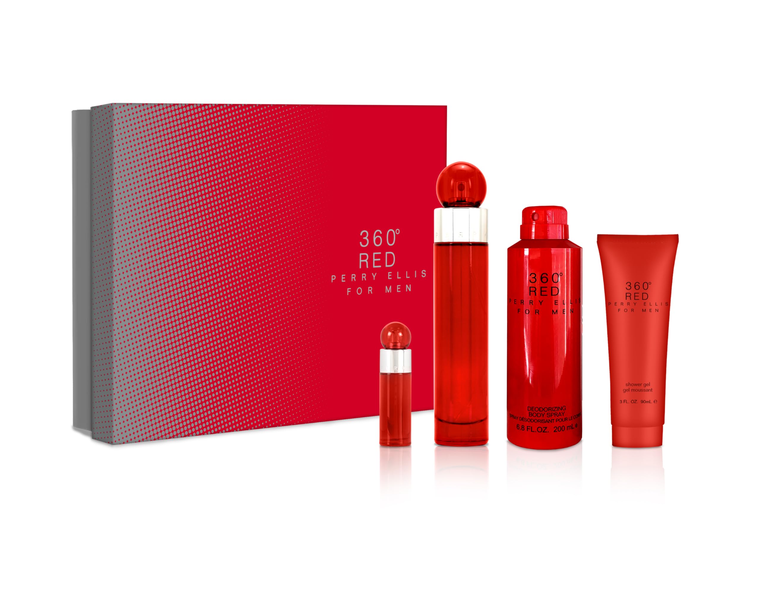 [Set] Perry Ellis 360 Red Body Shower Gel 7. Men 4 Pc EDT 5 ml (3.4 oz)