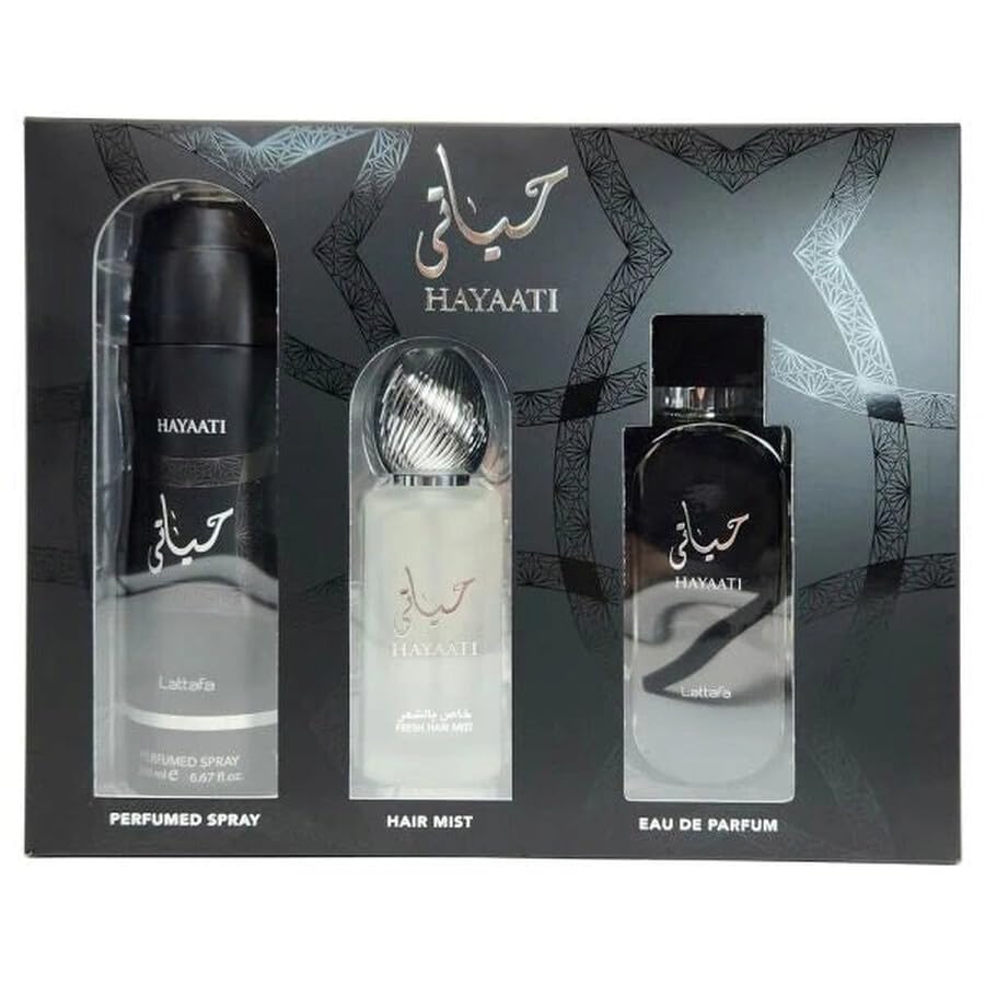[Set] Lattafa Hayaati 3.4 U + 6.7 Deo + 1.5 Hairmist United Arab Emir. 24pcs Bybox EDP