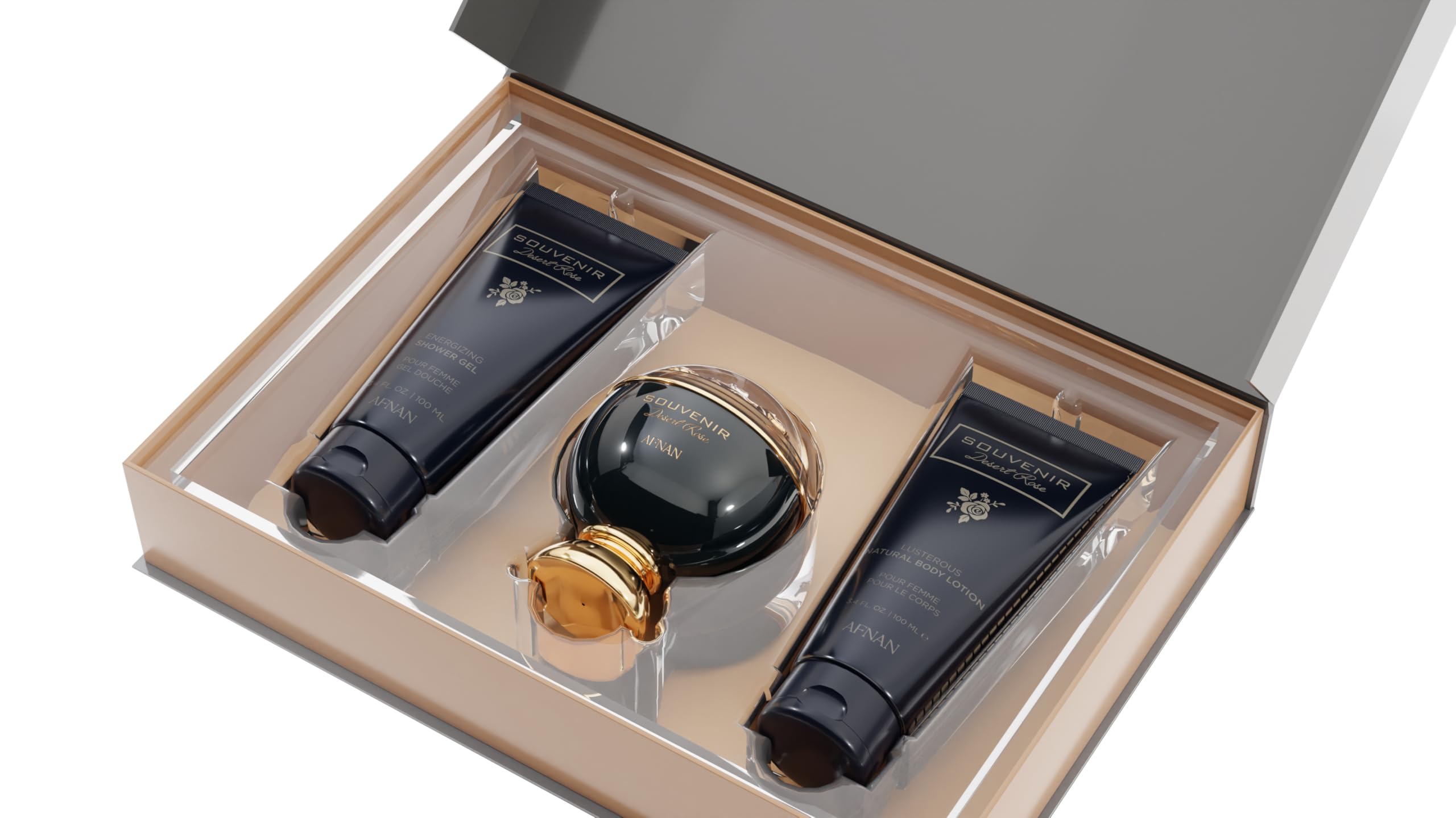 [Set] Afnan Souvenir Desert Rose 3.4 L + 3.4 Bl+ 3.4 Sg United Arab Emir. 6pcs Bybox - Thumbnail 2