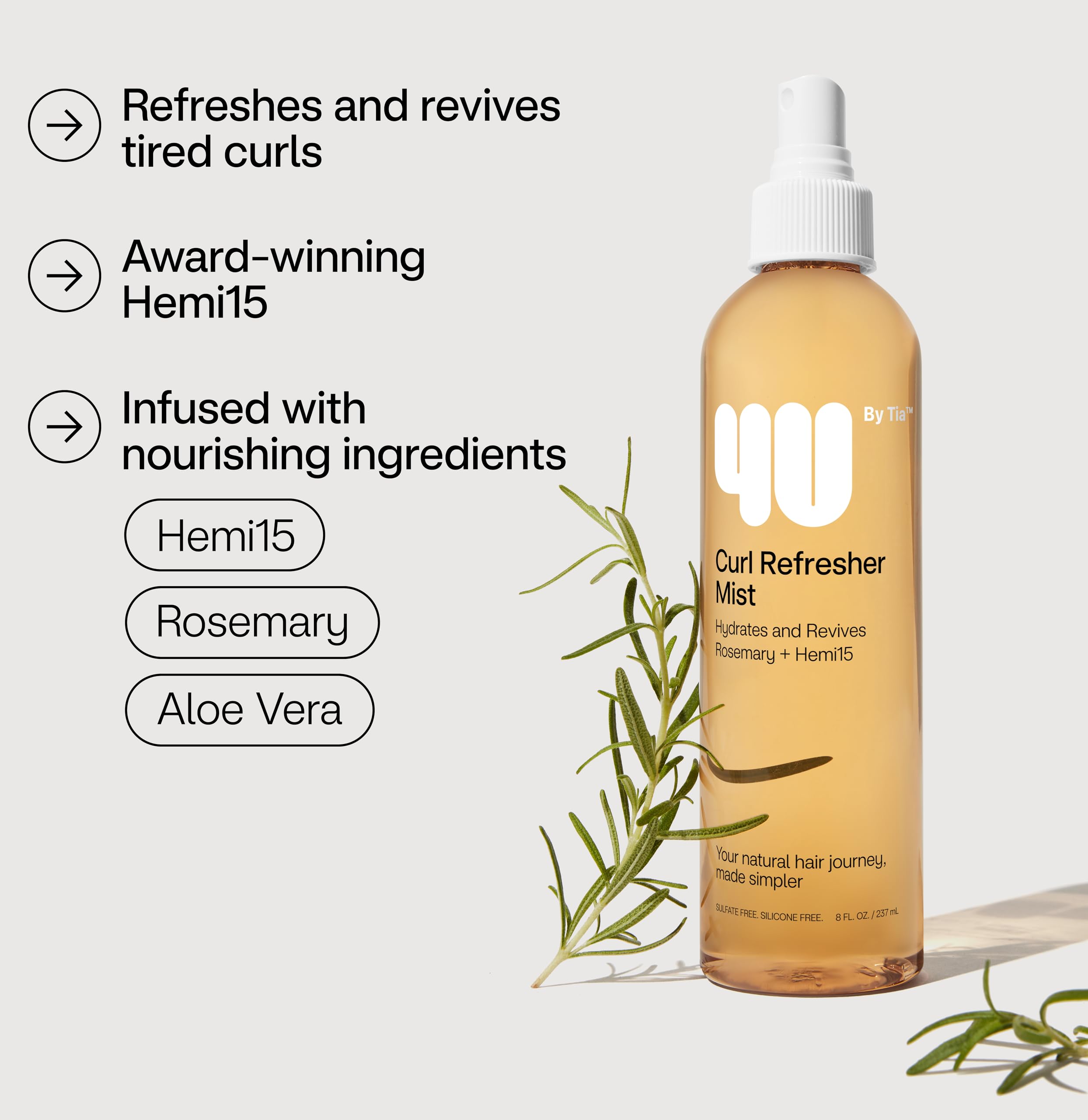 4u By Tia Curl Refresher Mist for Curly Kinky Coily 3a 4c Hair Rosemary and - Thumbnail 2