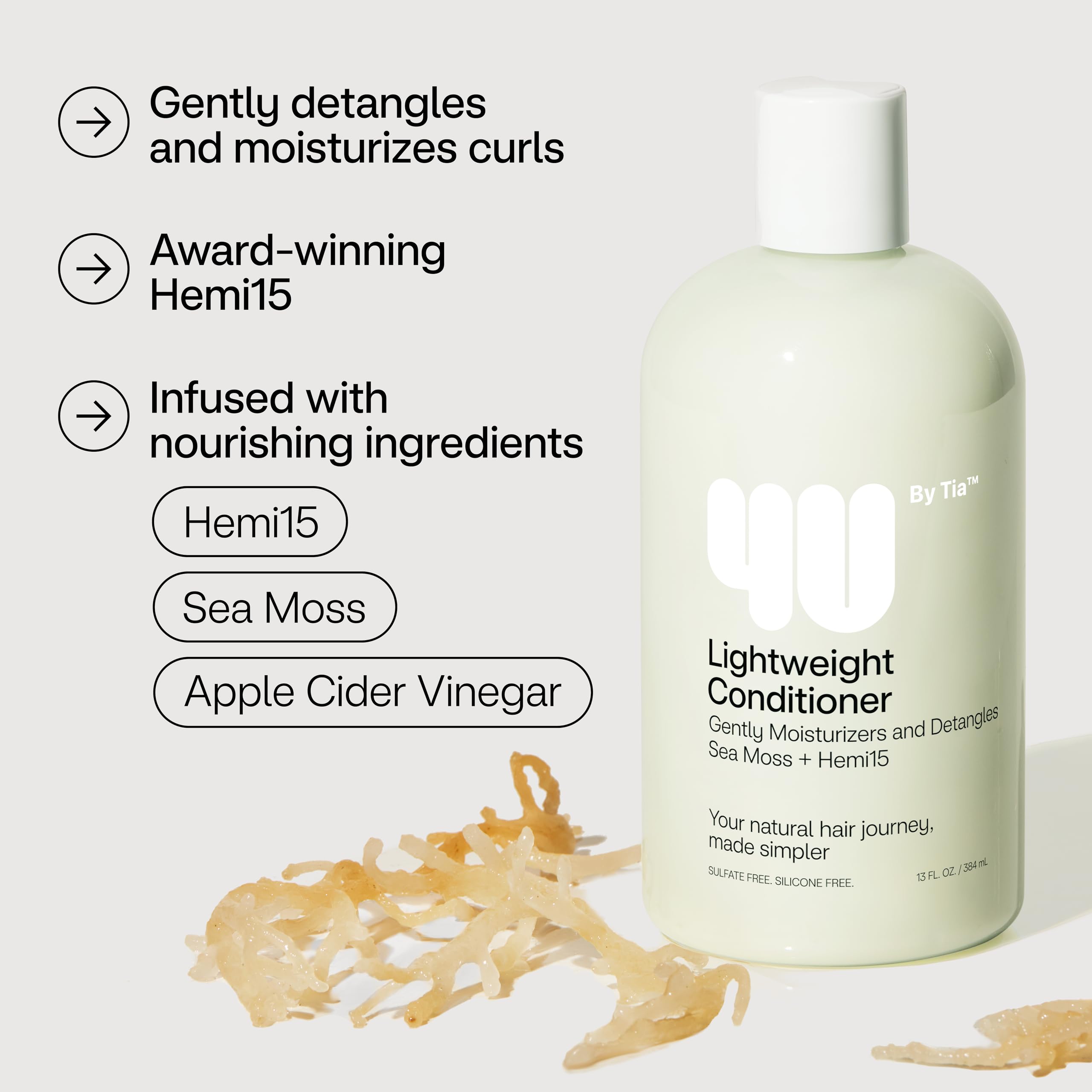 4u By Tia Lightweight Detangling Conditioner Curly Kinky Coily 3a 4c Hair - Thumbnail 2