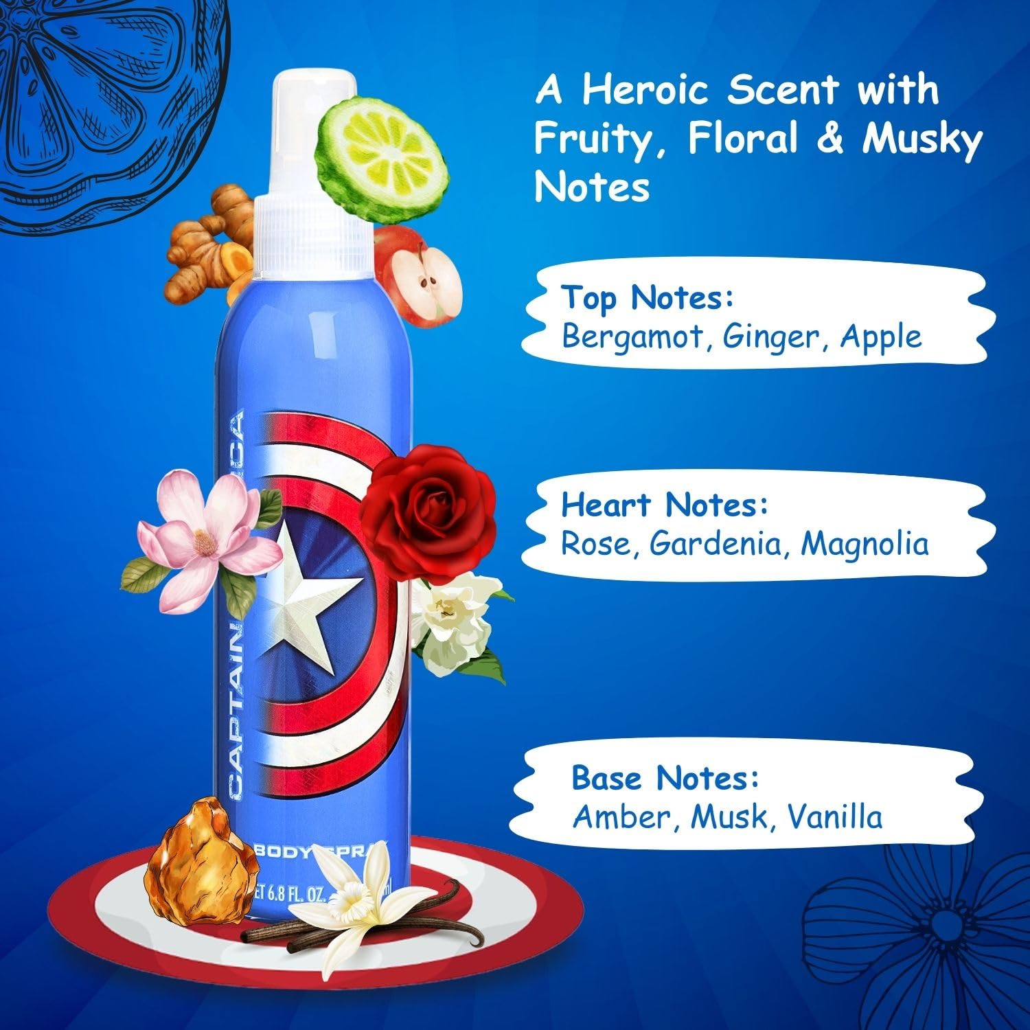 [Body Mist] Captain America By Marvel Body for Kids 6.8 oz - Thumbnail 3