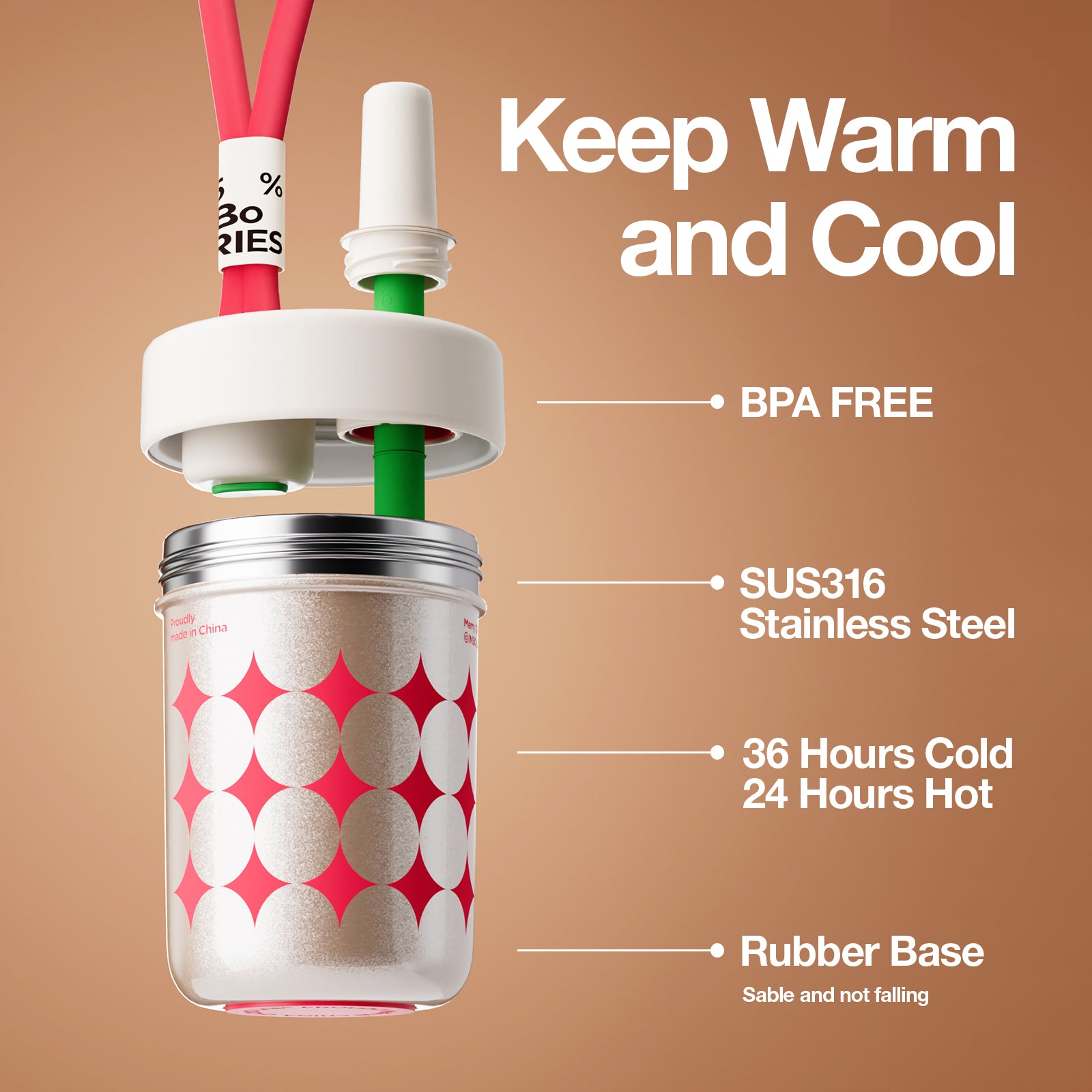 Bobo Tumbler With Ceramic Coating-White - Thumbnail 4