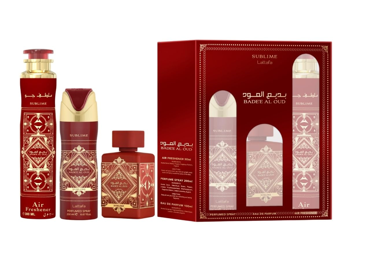 [Set] Lattafa Badee Al Oud Sublime 3.4 L+ 6.8 Deo + 10.0 Air Freshener United Arab - Thumbnail 2