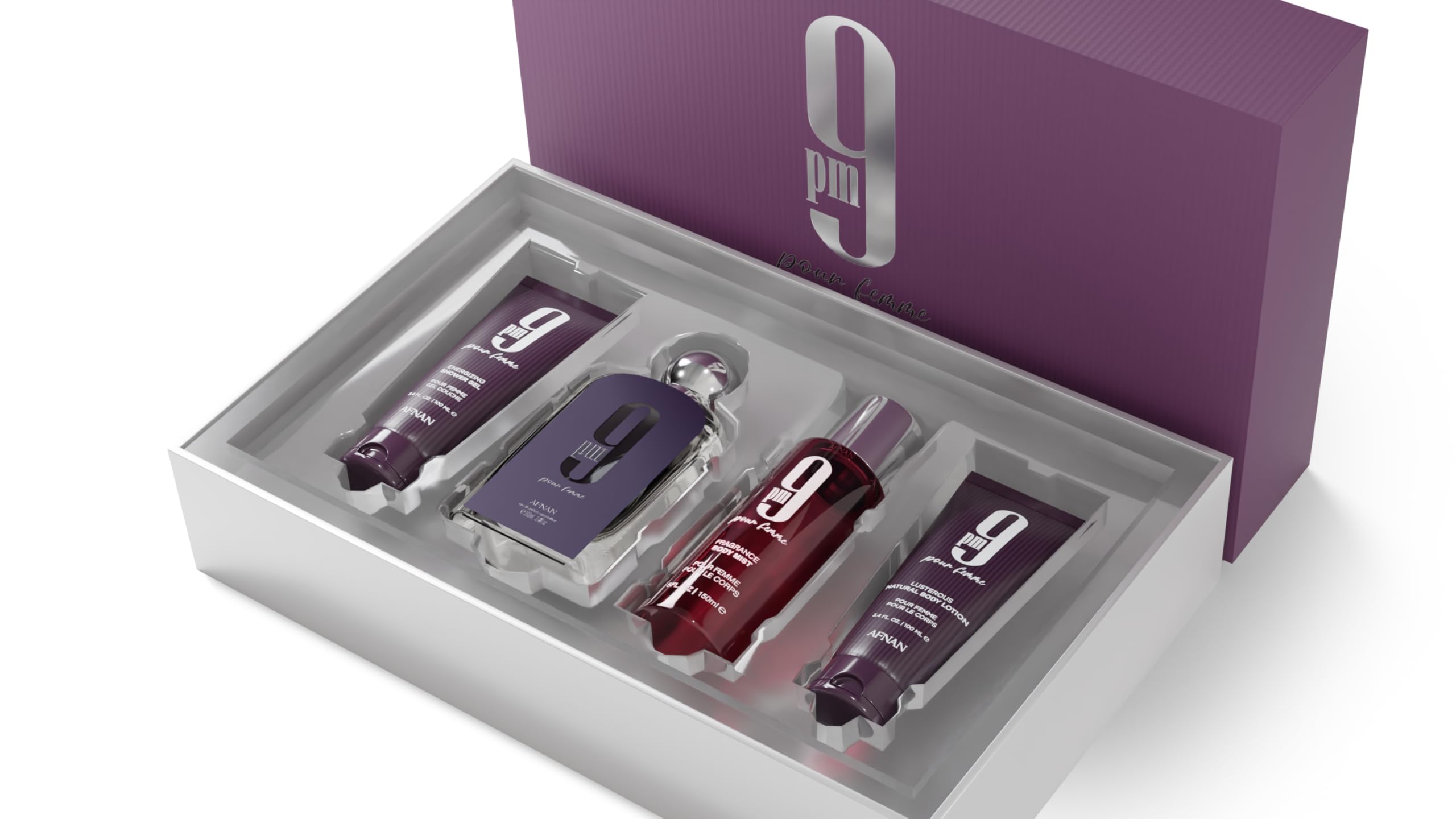 [Set] Afnan 9pm 3.4 L + 3.4 S/g + 3.4 Bl + 5.0 Body Mist United Arab Emir. 12pcs