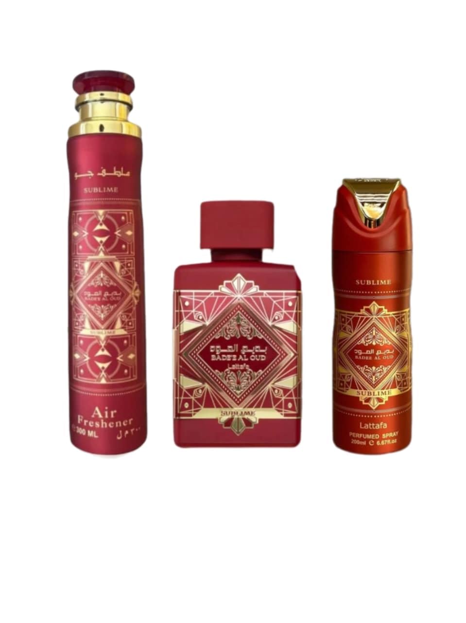 [Set] Lattafa Badee Al Oud Sublime 3.4 L+ 6.8 Deo + 10.0 Air Freshener United Arab