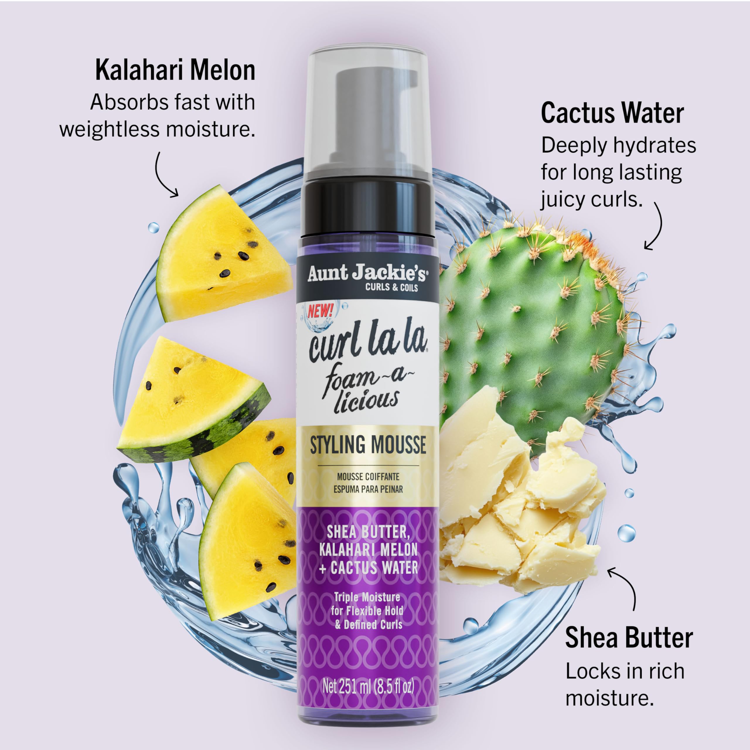 Aunt Jackie's Curls Coils Curl la la Foam A Licious Styling Mousse 8.5 Fl Oz - Thumbnail 2