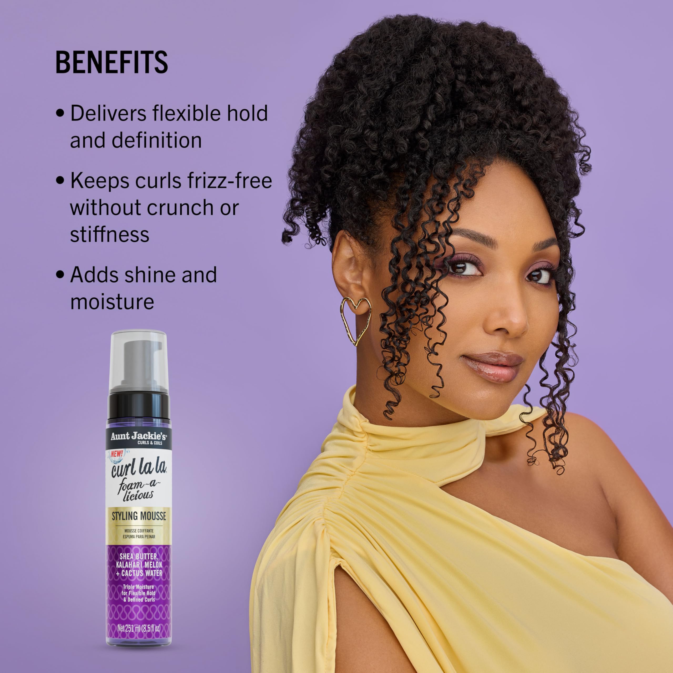 Aunt Jackie's Curls Coils Curl la la Foam A Licious Styling Mousse 8.5 Fl Oz - Thumbnail 3
