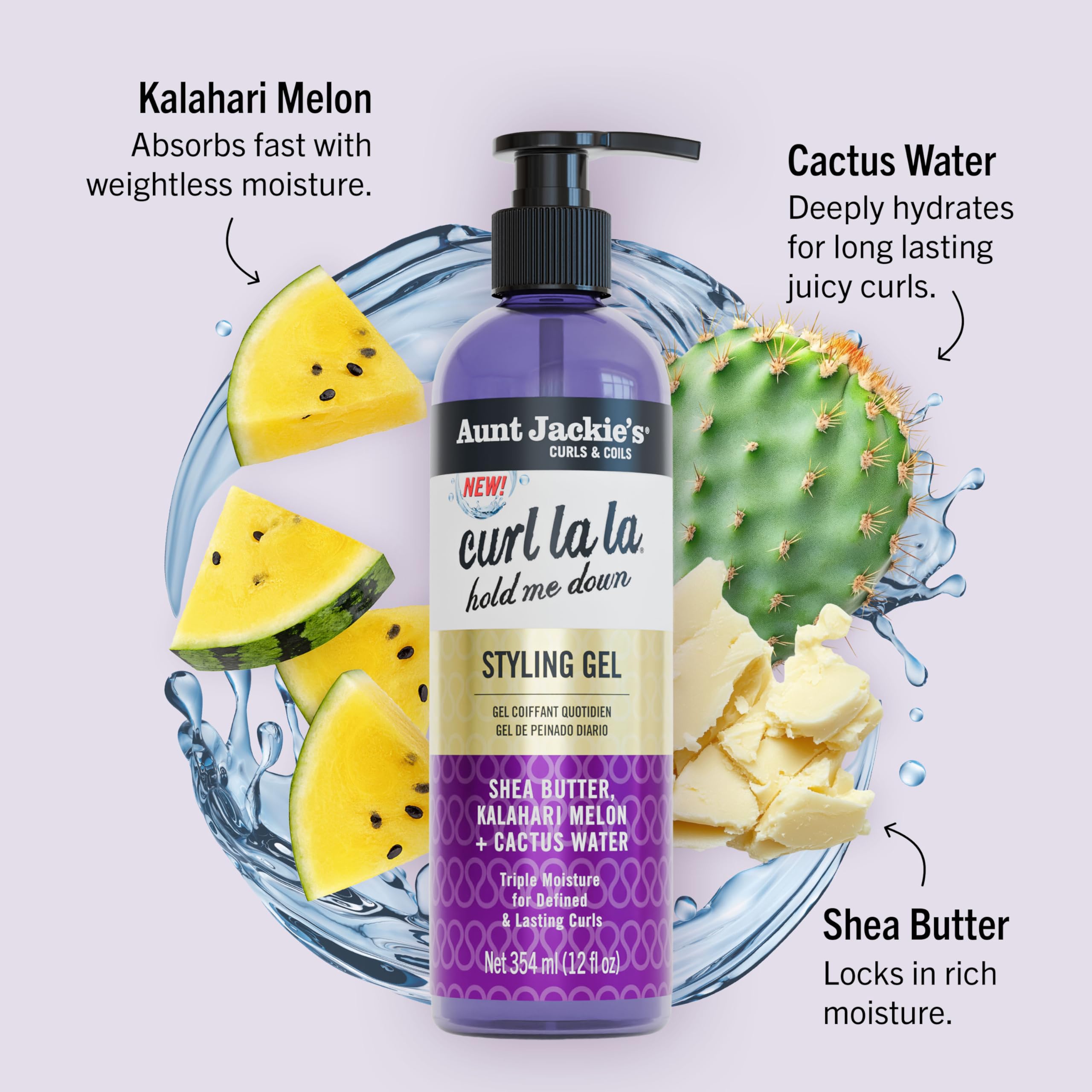 Aunt Jackie's Curls Coils Curl la la Hold Me Down Styling Gel 12 Fl Oz Triple - Thumbnail 2