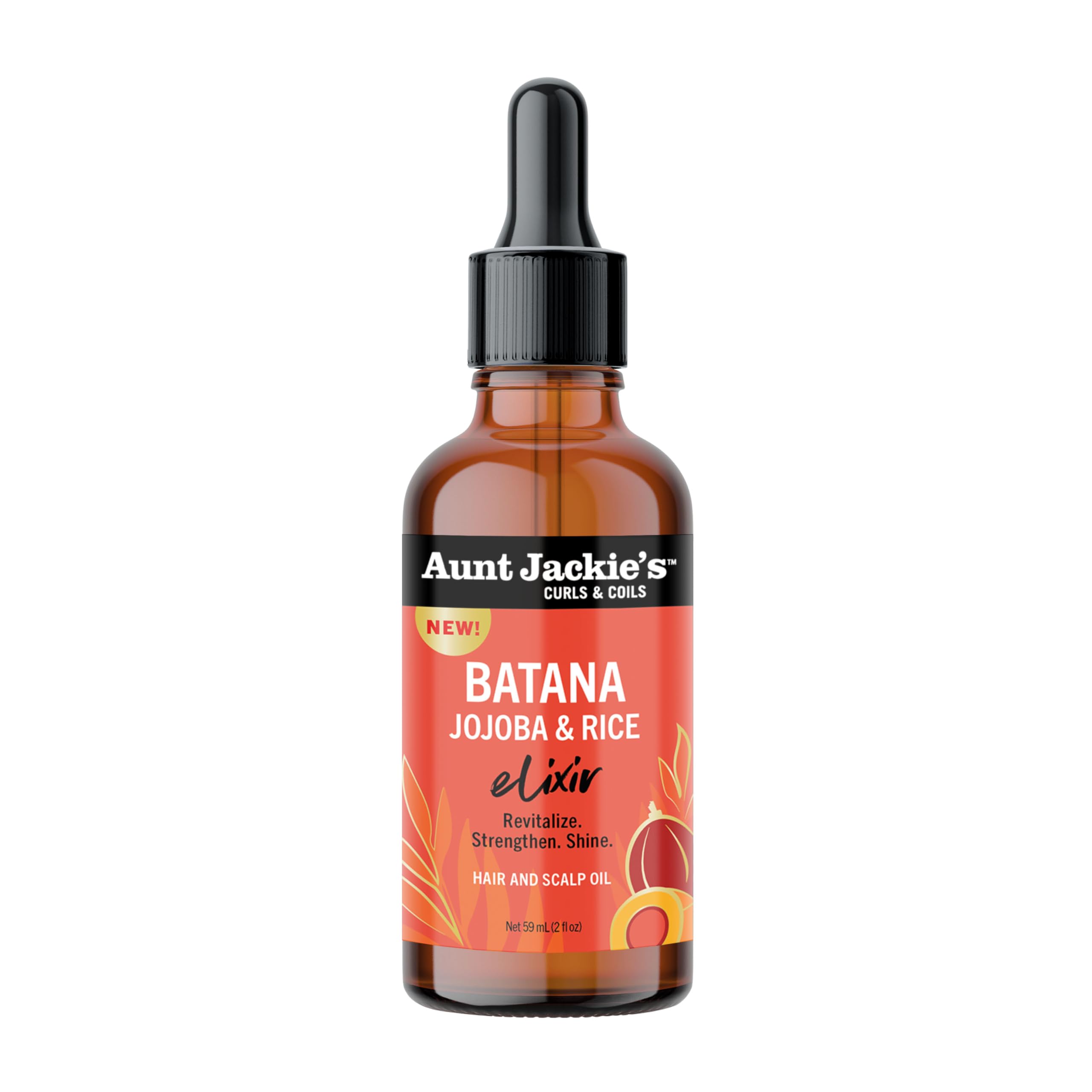Aunt Jackie's Curls Coils Batana Jojoba Rice Elixir Hair and Scalp Oil 2 Fl Oz
