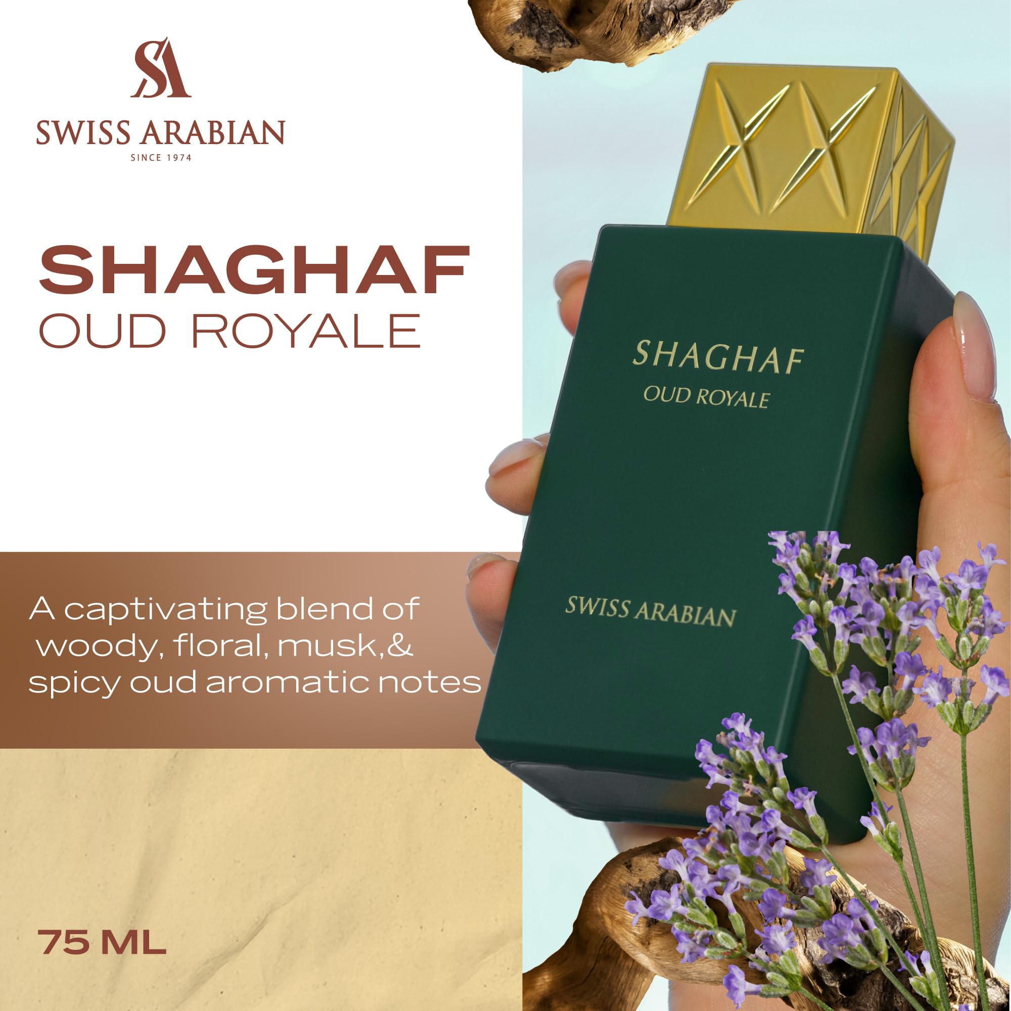 Swiss Shaghaf Oud Royale Spicy Oud Aromatic Notes of Saffron and Lavender and - Thumbnail 2