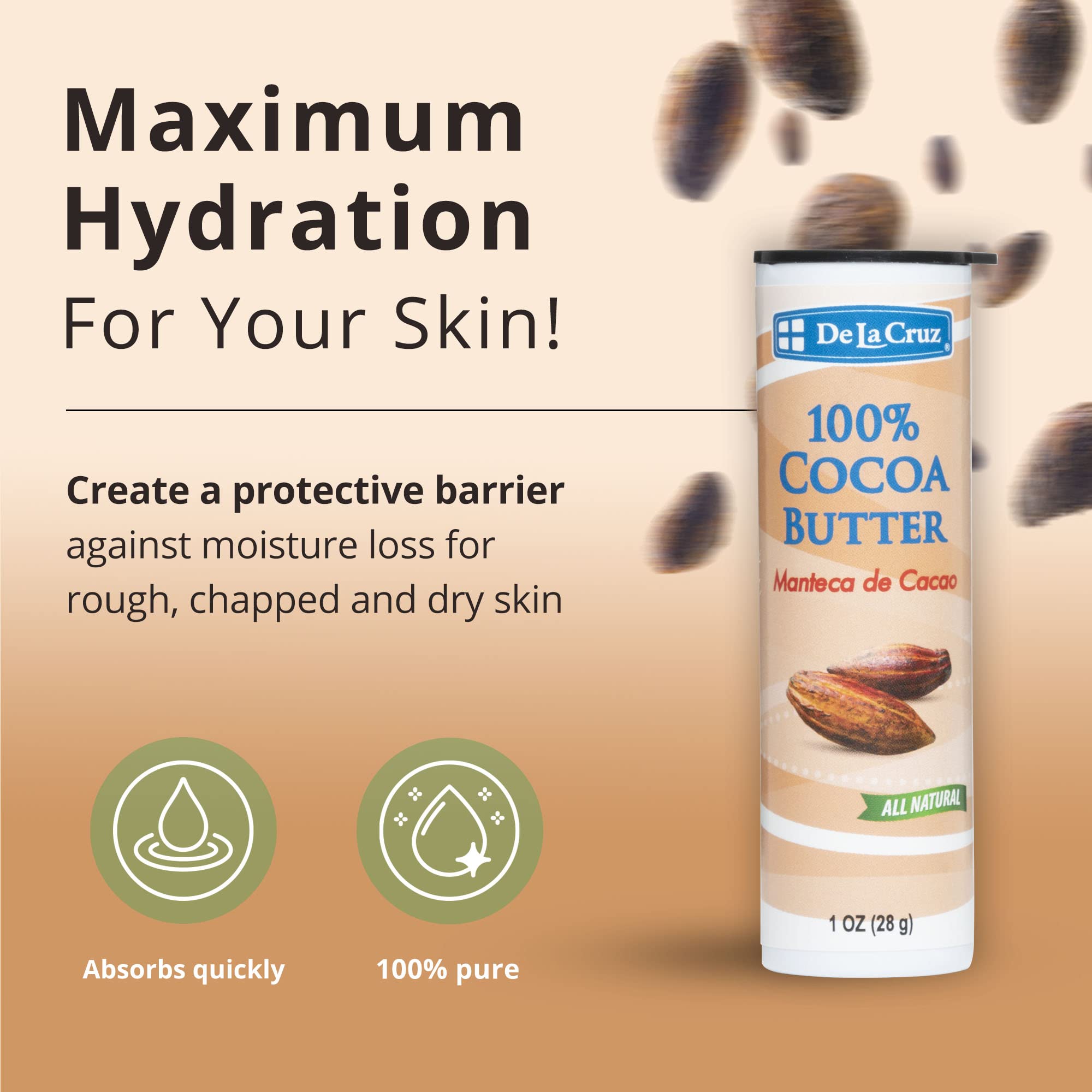 De la Cruz Cocoa Butter Stick 100% Pure and Natural Cocoa Butter for Dry Rough - Thumbnail 2