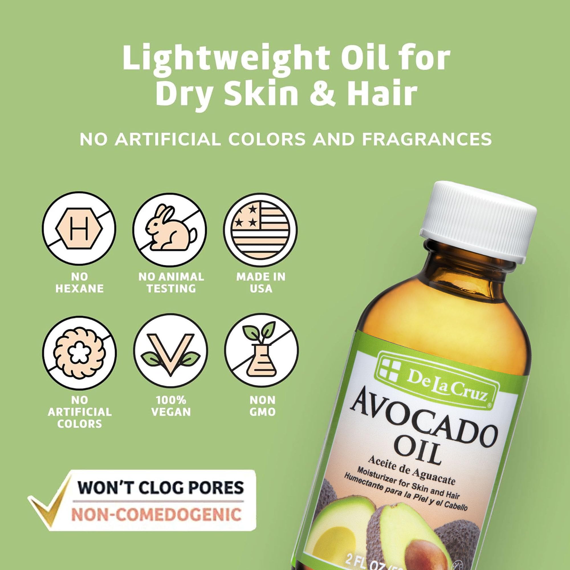 De la Cruz Avocado Oil Expeller Pressed Pure 100% Avocado Oil for Hair and Body - Thumbnail 3