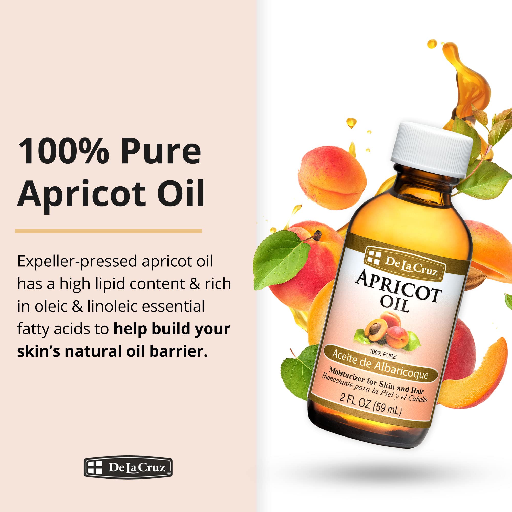 De la Cruz Apricot Oil 100% Pure Apricot Kernel Oil Moisturizing Oil for Skin - Thumbnail 3