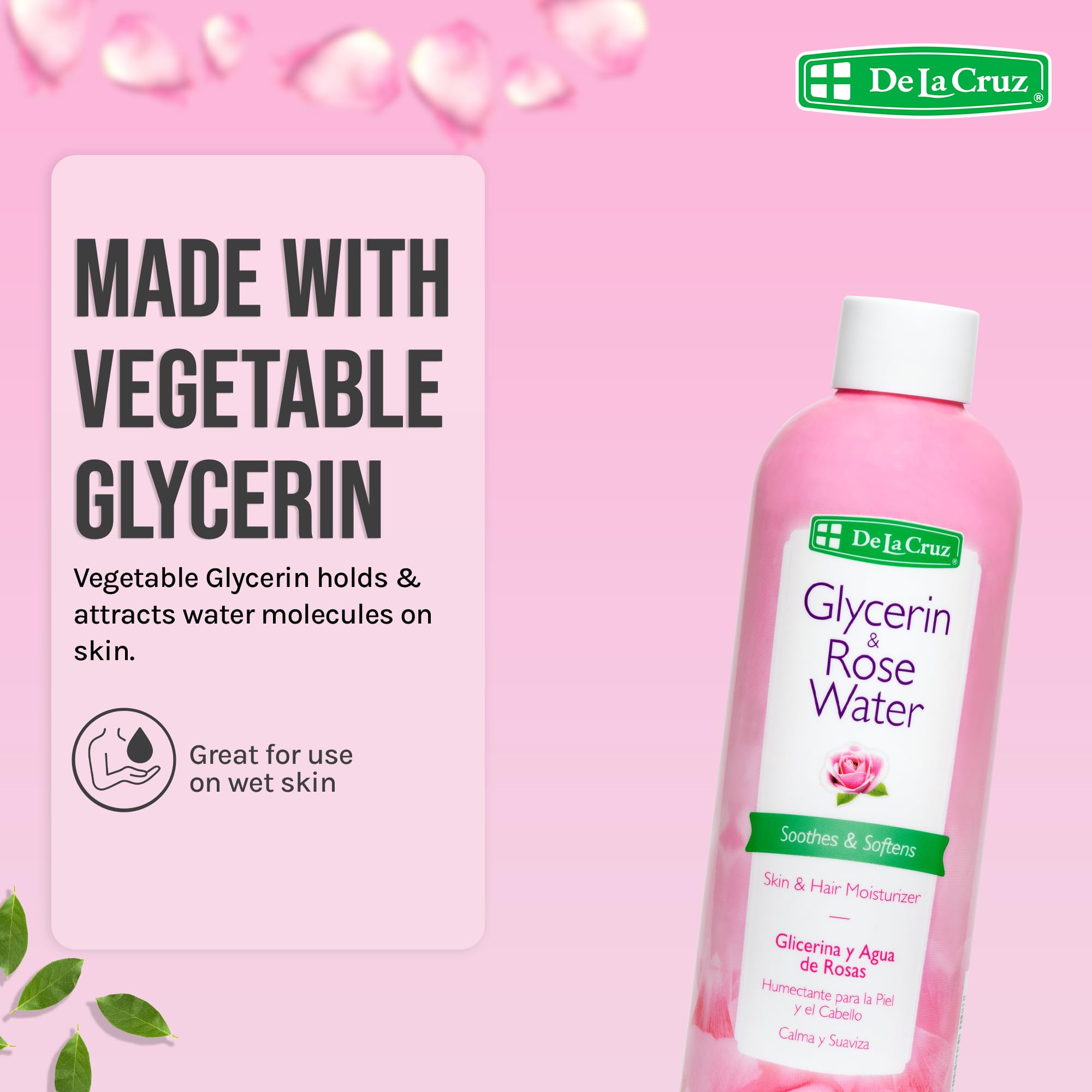 De la Cruz Rose Water and Glycerin for Face Rosewater Facial Toner and - Thumbnail 3