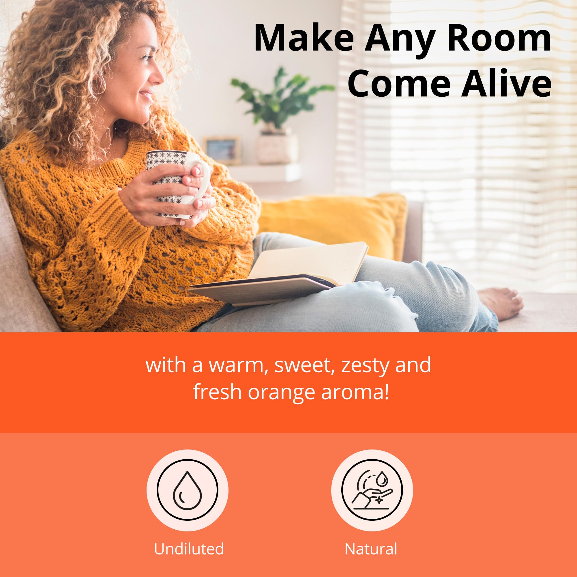 De la Cruz Pure Orange Oil 100% Pure Cold Pressed Orange Essential Oil for - Thumbnail 3