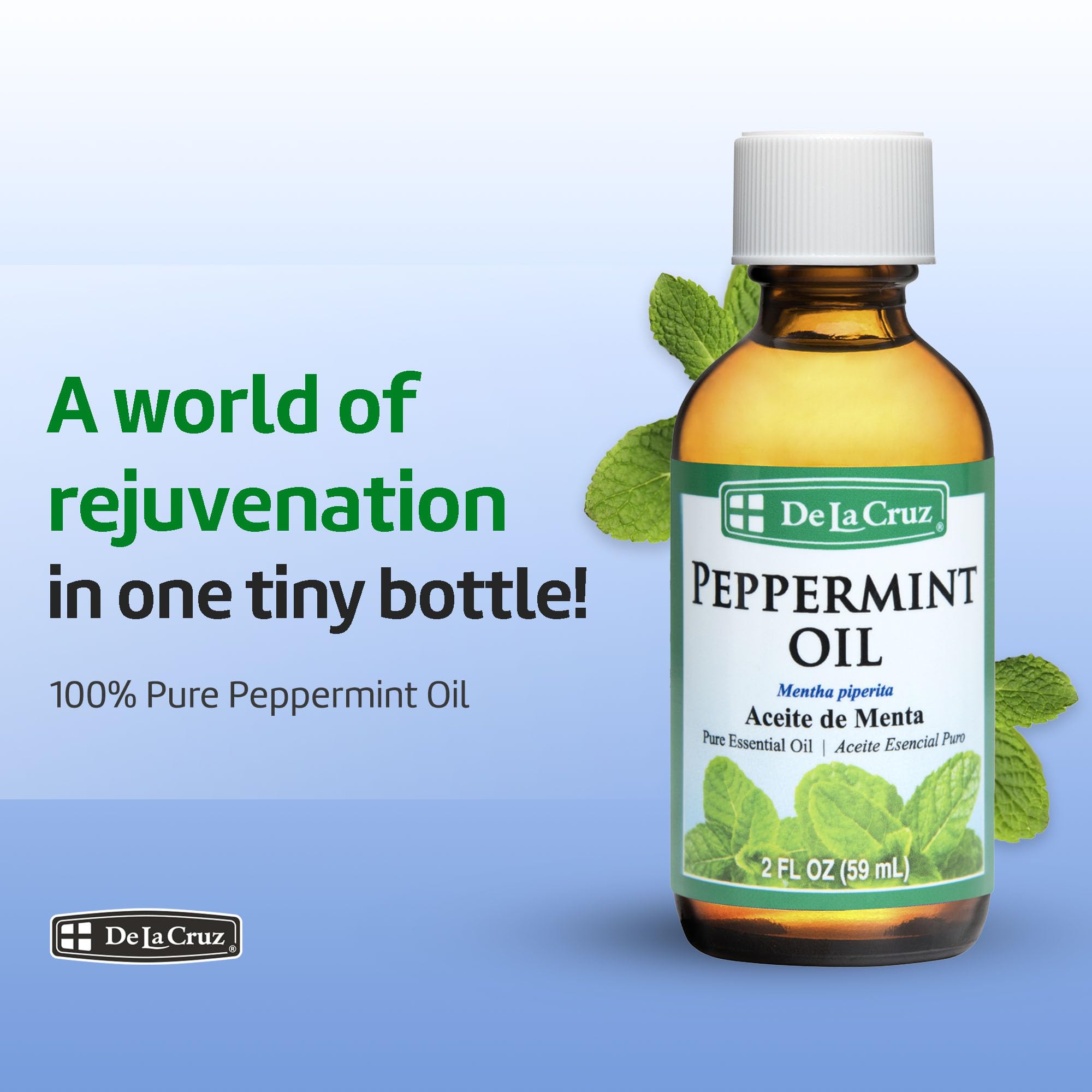 De la Cruz Peppermint Essential Oil 100% Peppermint Oil for Aromatherapy Steam