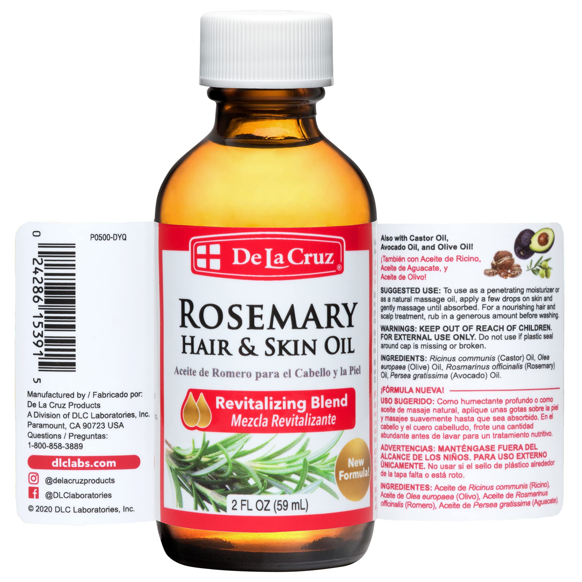 De la Cruz Rosemary Oil Blend Moisturizer With Castor Avocado and Olive Oil
