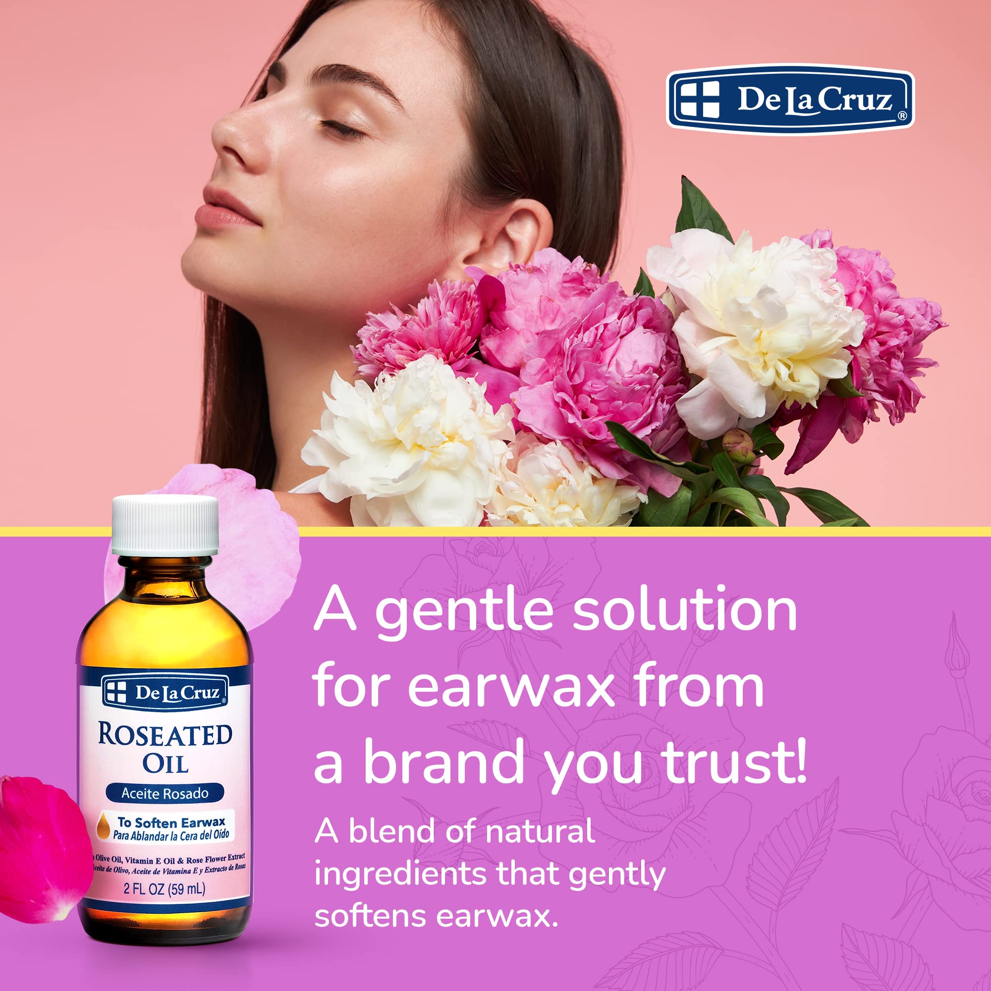 De la Cruz Roseated Oil Natural Ear Wax Softener Blend With Rose Flower Extract - Thumbnail 2