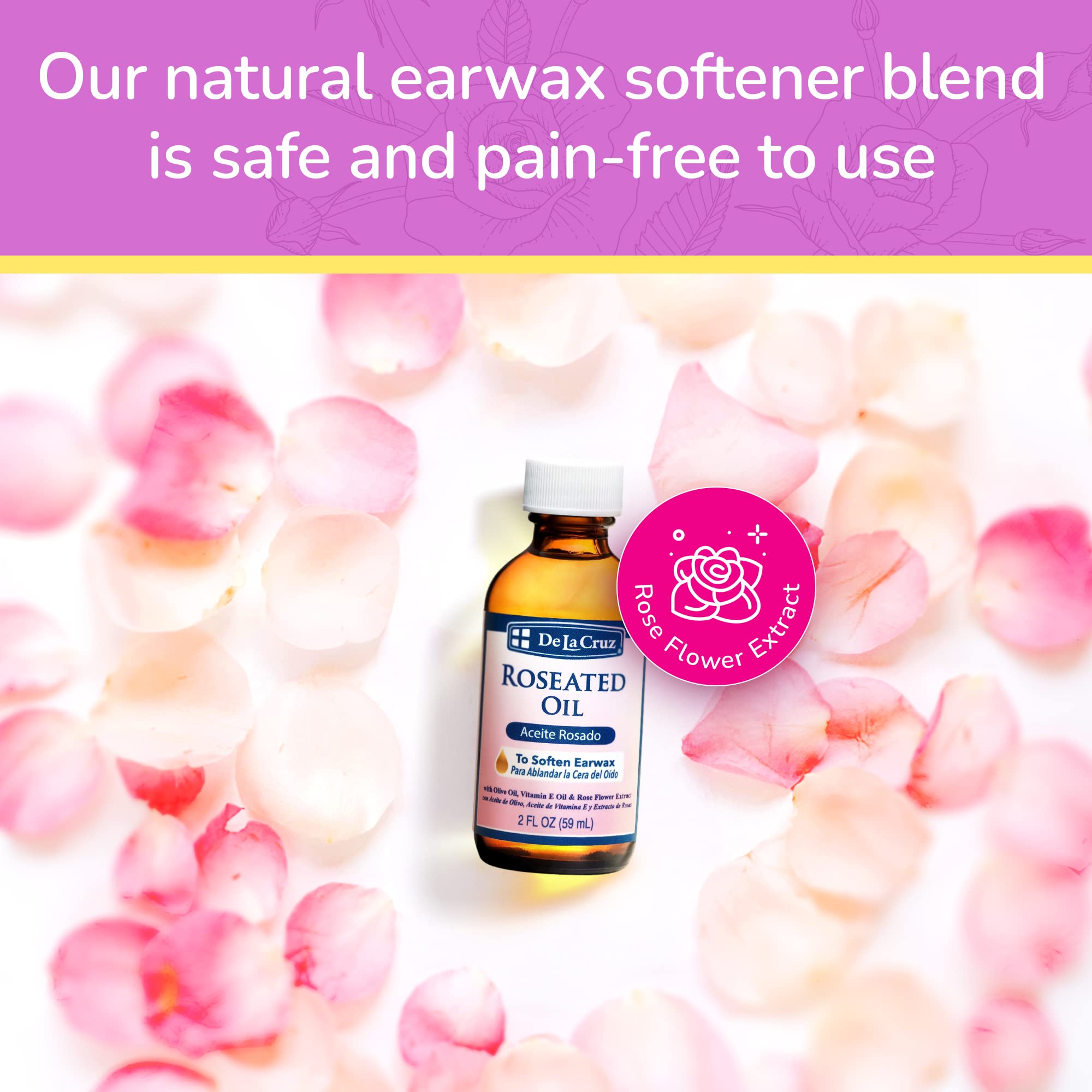 De la Cruz Roseated Oil Natural Ear Wax Softener Blend With Rose Flower Extract - Thumbnail 3