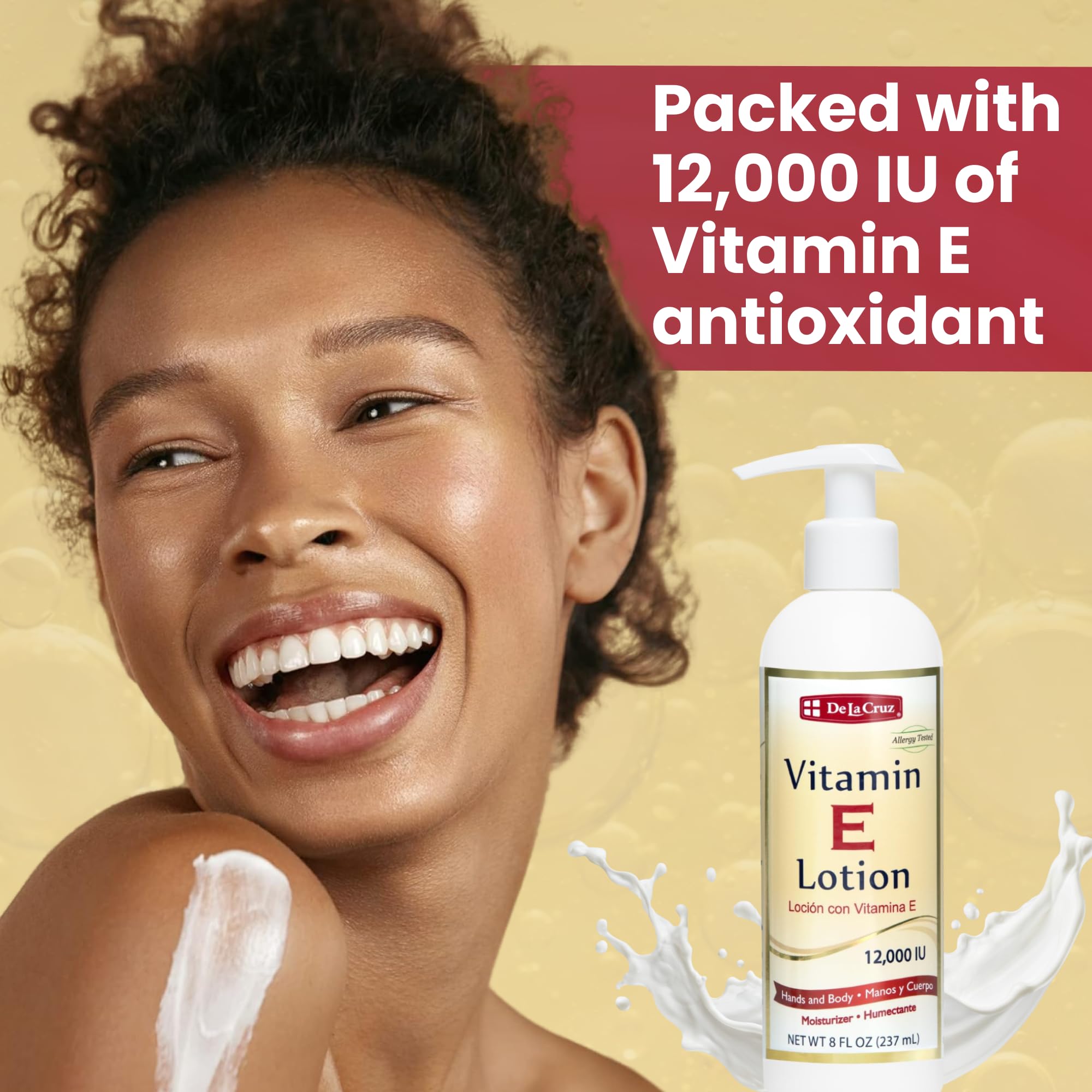 De la Cruz Vitamin E Lotion for Dry Skin 12 000 Iu With Avocado Oil Almond Oil - Thumbnail 2