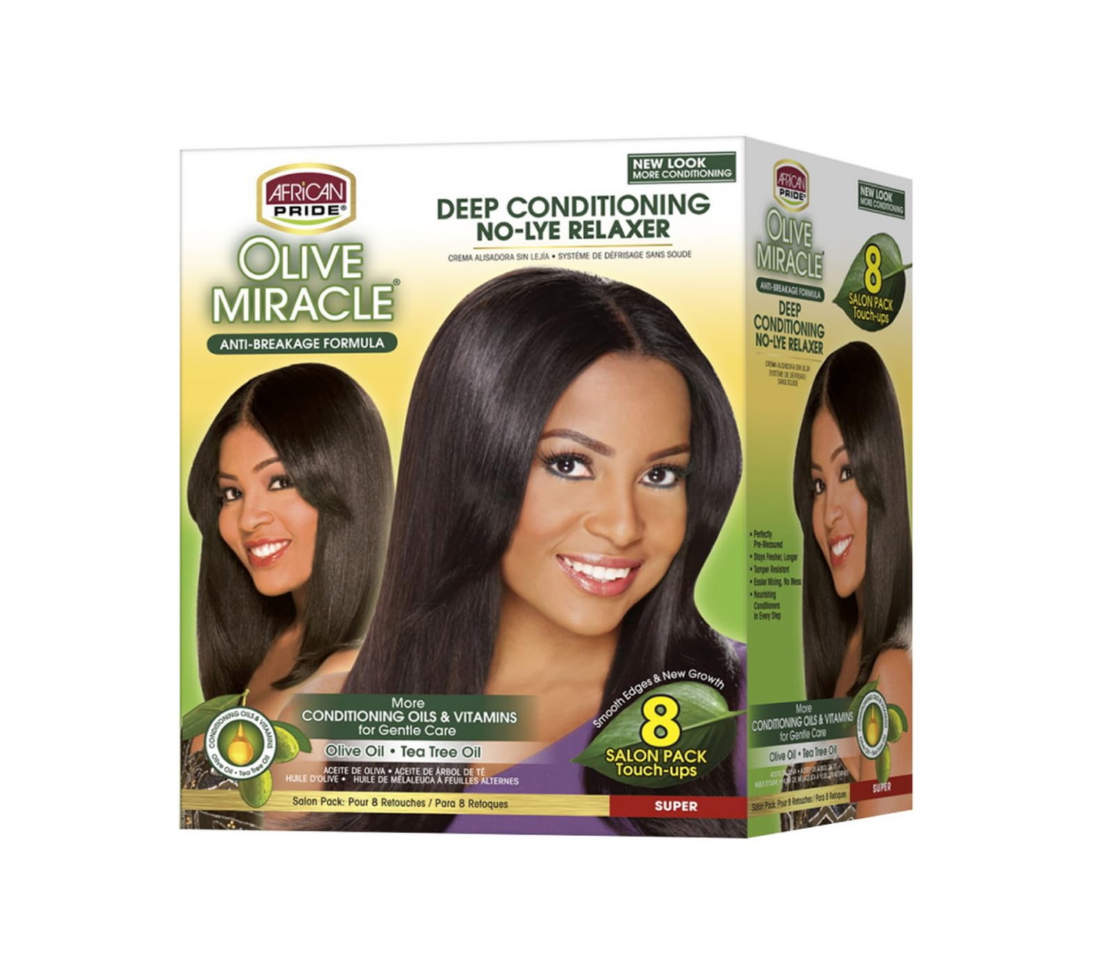 African Pride Olive Miracle Deep Conditioning No Lye Relaxer Super Kit 8 Count - Thumbnail 2
