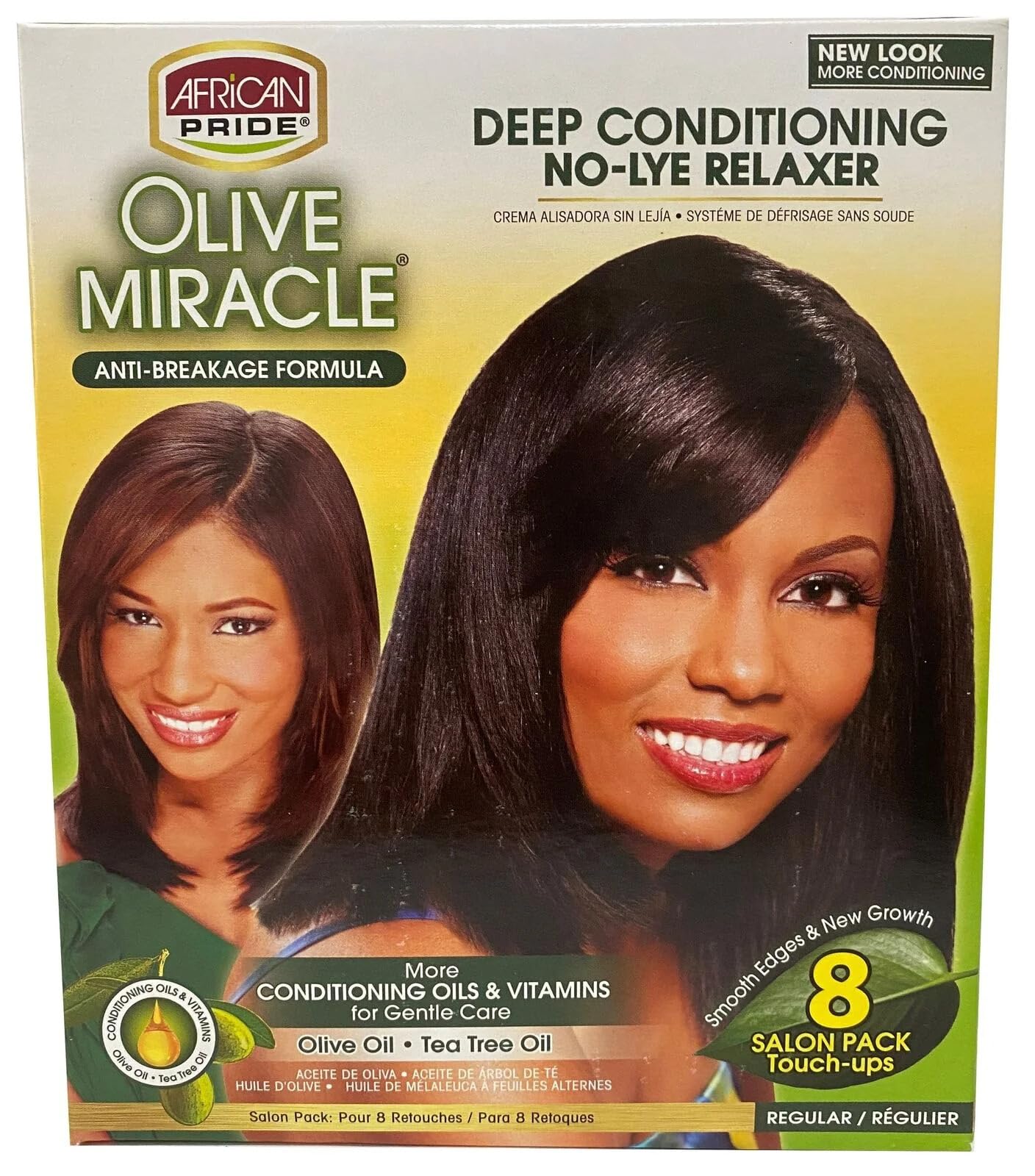 African Pride Olive Miracle Deep Conditioning No Lye Relaxer Super Kit 8 Count