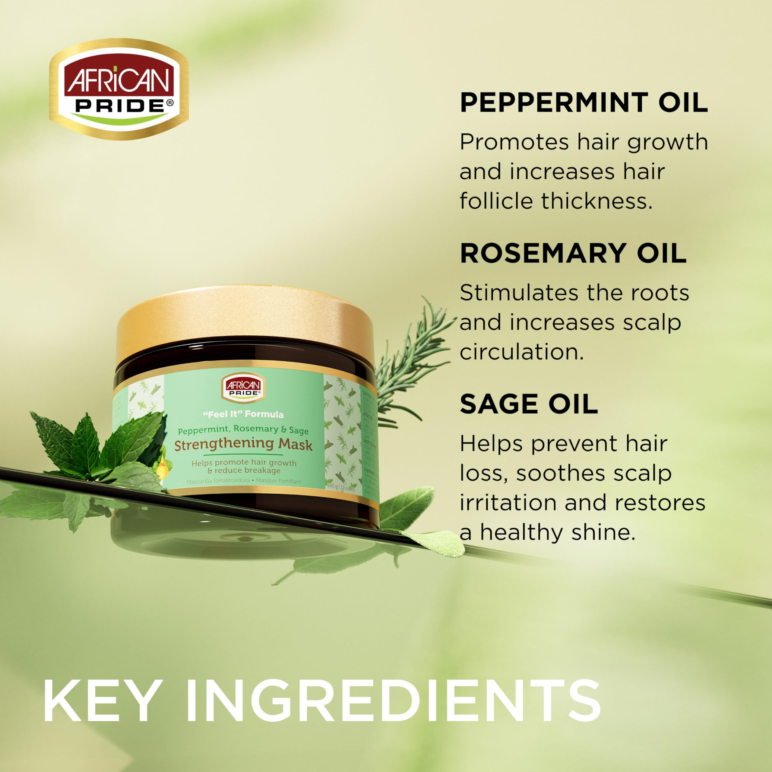 African Pride Feel It Formula Hair Strengthening Mask Treatment With Peppermint - Thumbnail 3