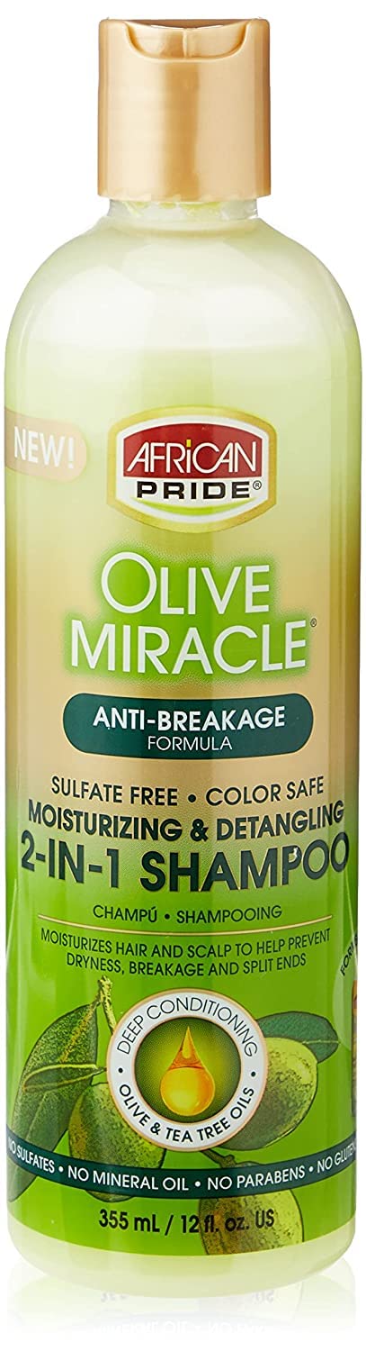 African Pride Olive Miracle 2 In 1 Shampoo and Conditioner 12 oz - Thumbnail 3