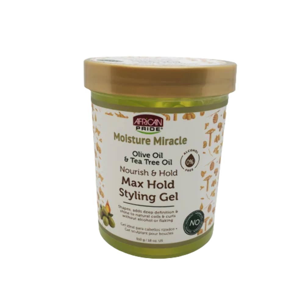 African Pride Moisture Miracle Max Hold Styling Gel With Olive Oil Tee Tree Oil