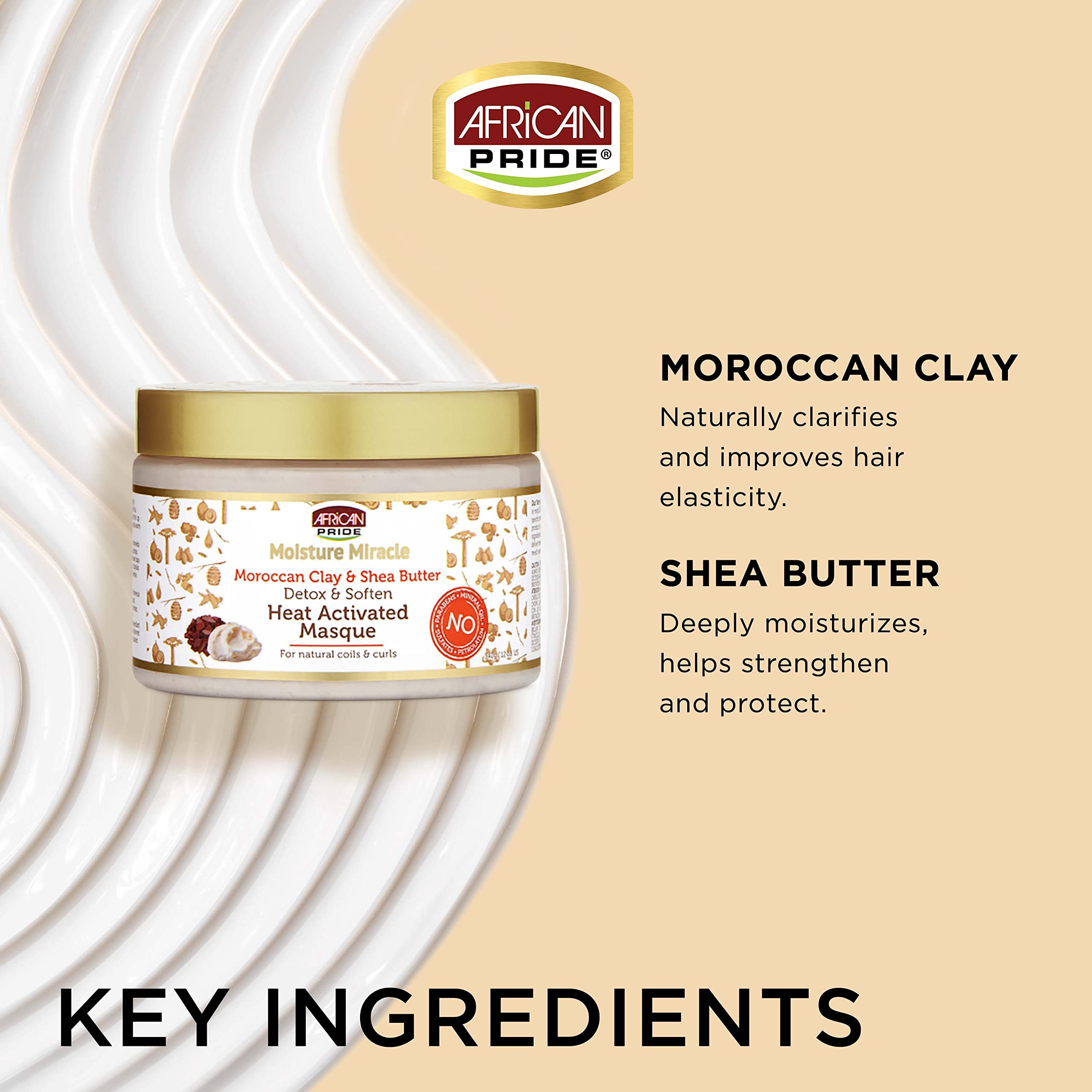 African Pride Moisture Miracle Moroccan Clay Shea Butter Heat Activated Masque - Thumbnail 2