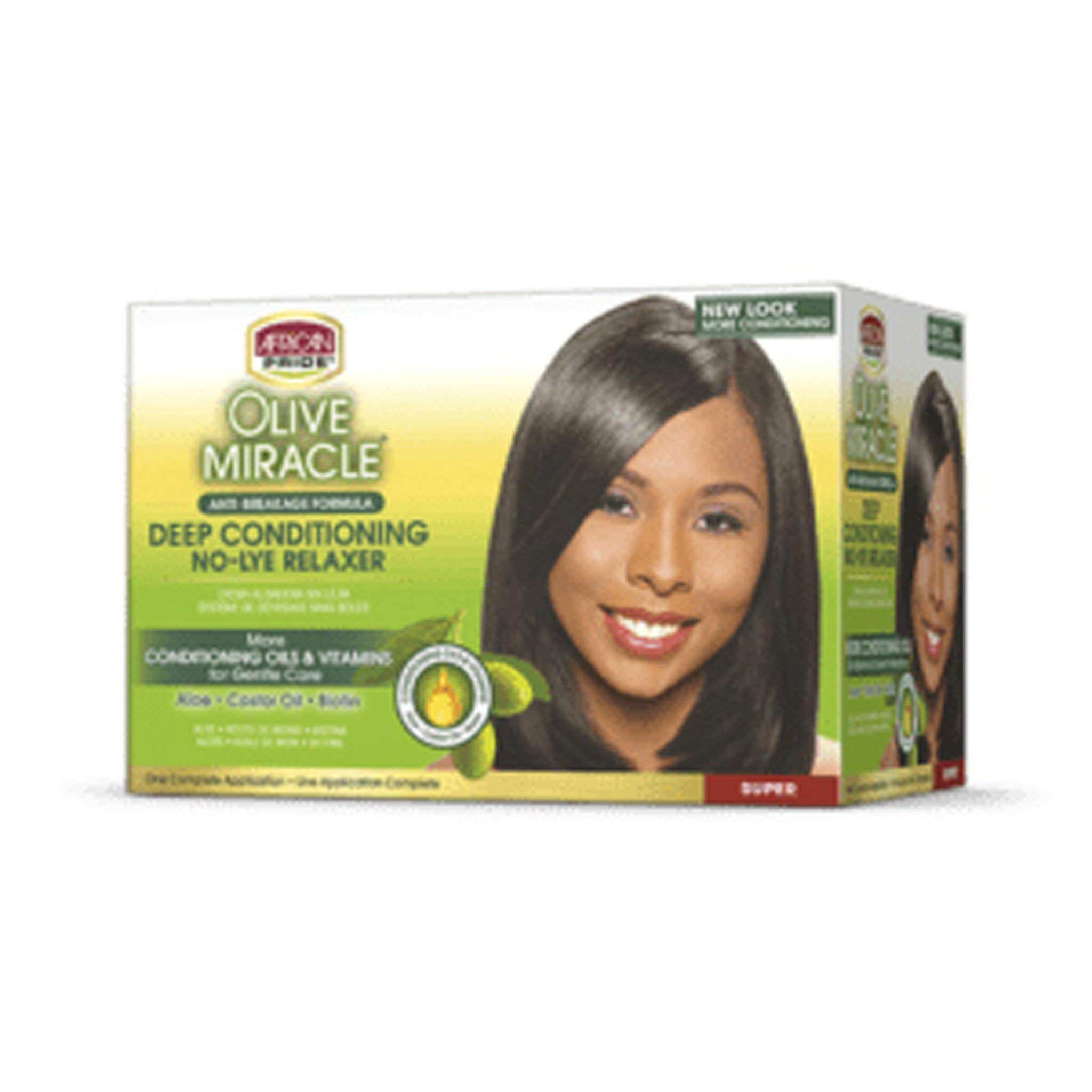 African Pride Olive Miracle Deep Conditioning No Lye Relaxer Super Contains
