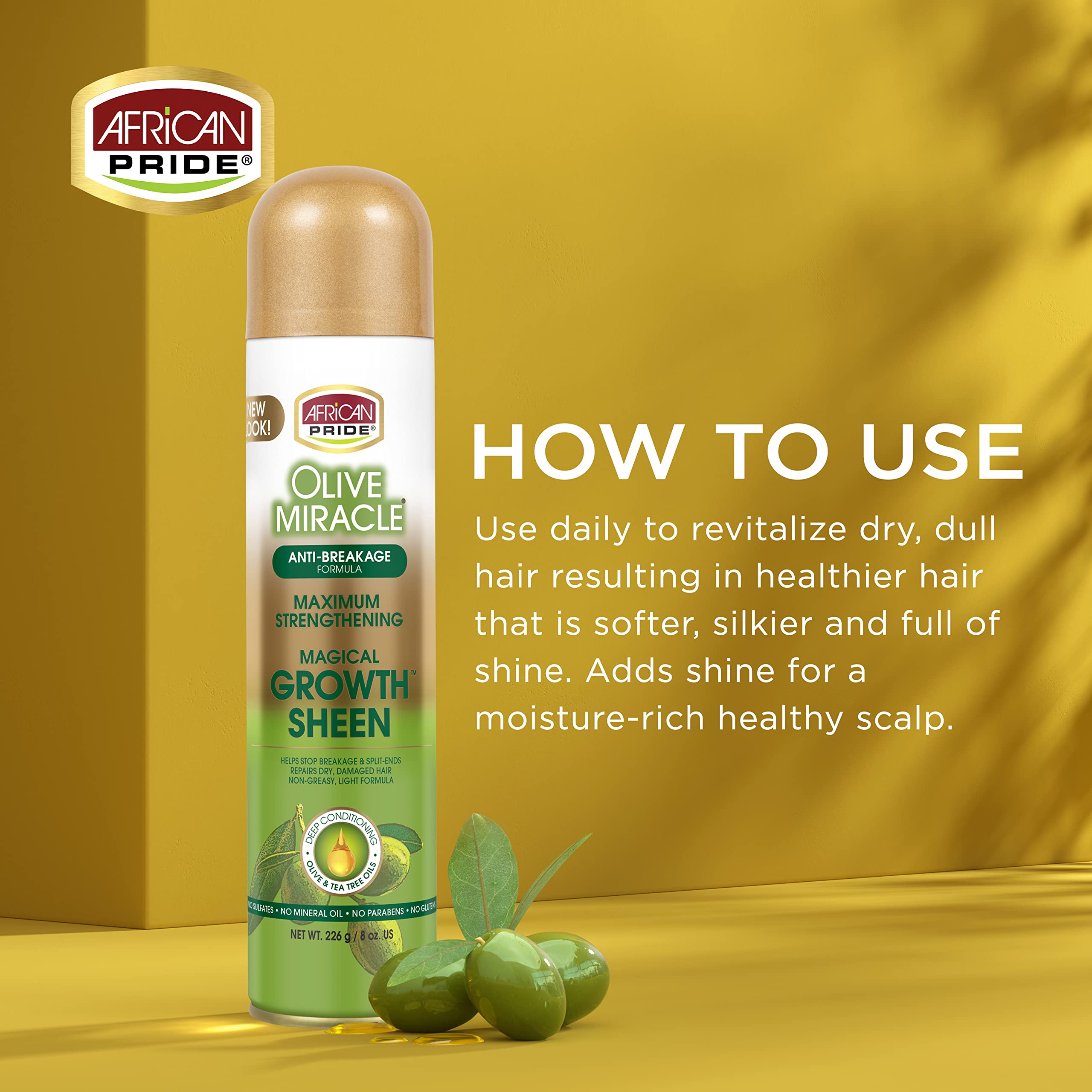 African Pride Olive Miracle Magical Growth Sheen Hair Enriched With Olive Tea - Thumbnail 3