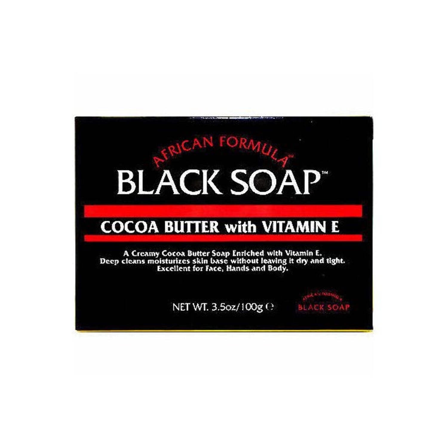 African Formula Black Soap With Cocoa Butter Vitamin E 3.5 oz