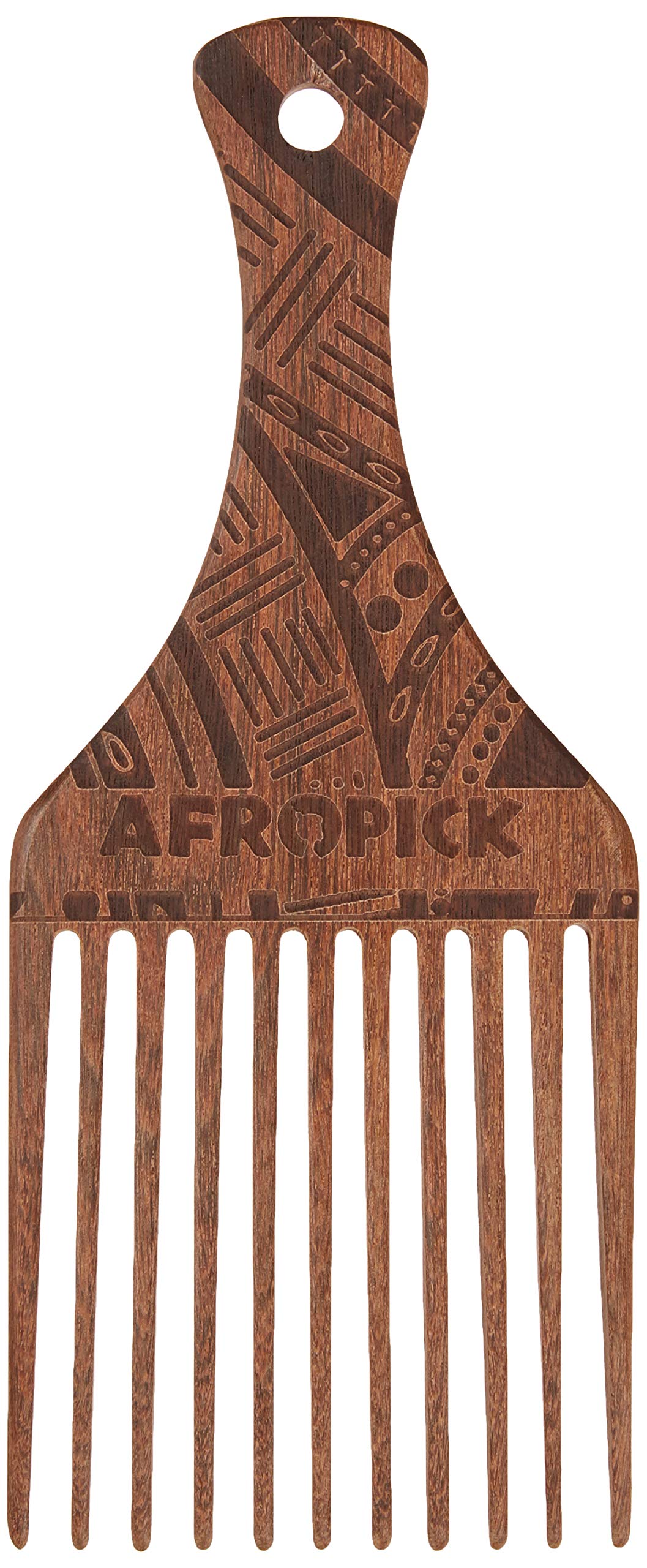 Afropick Wood Hair Pick for Long Thick Curly Afro Hair