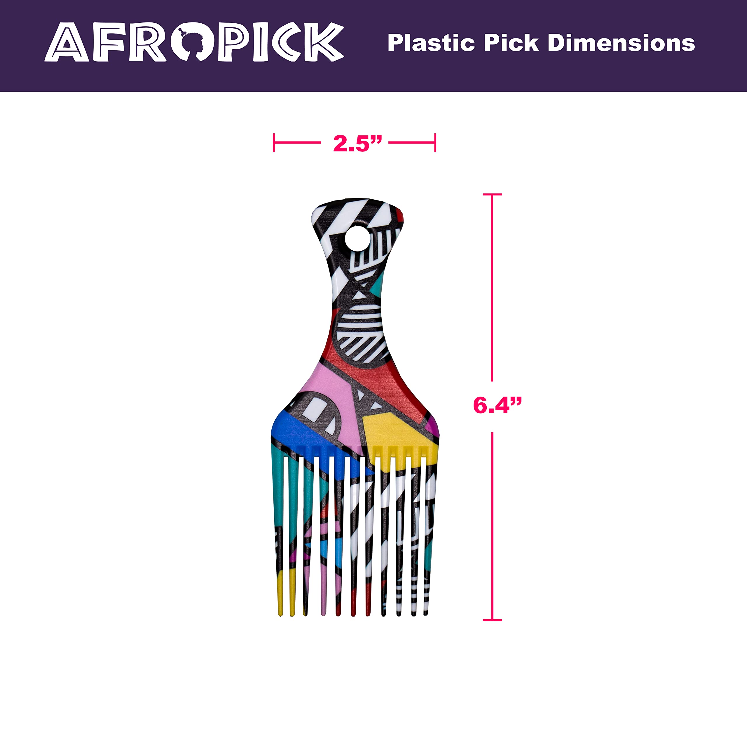 Afropick Anti Static Plastic Black Hair Pick for Natural Curly Long Thick Hair - Thumbnail 2